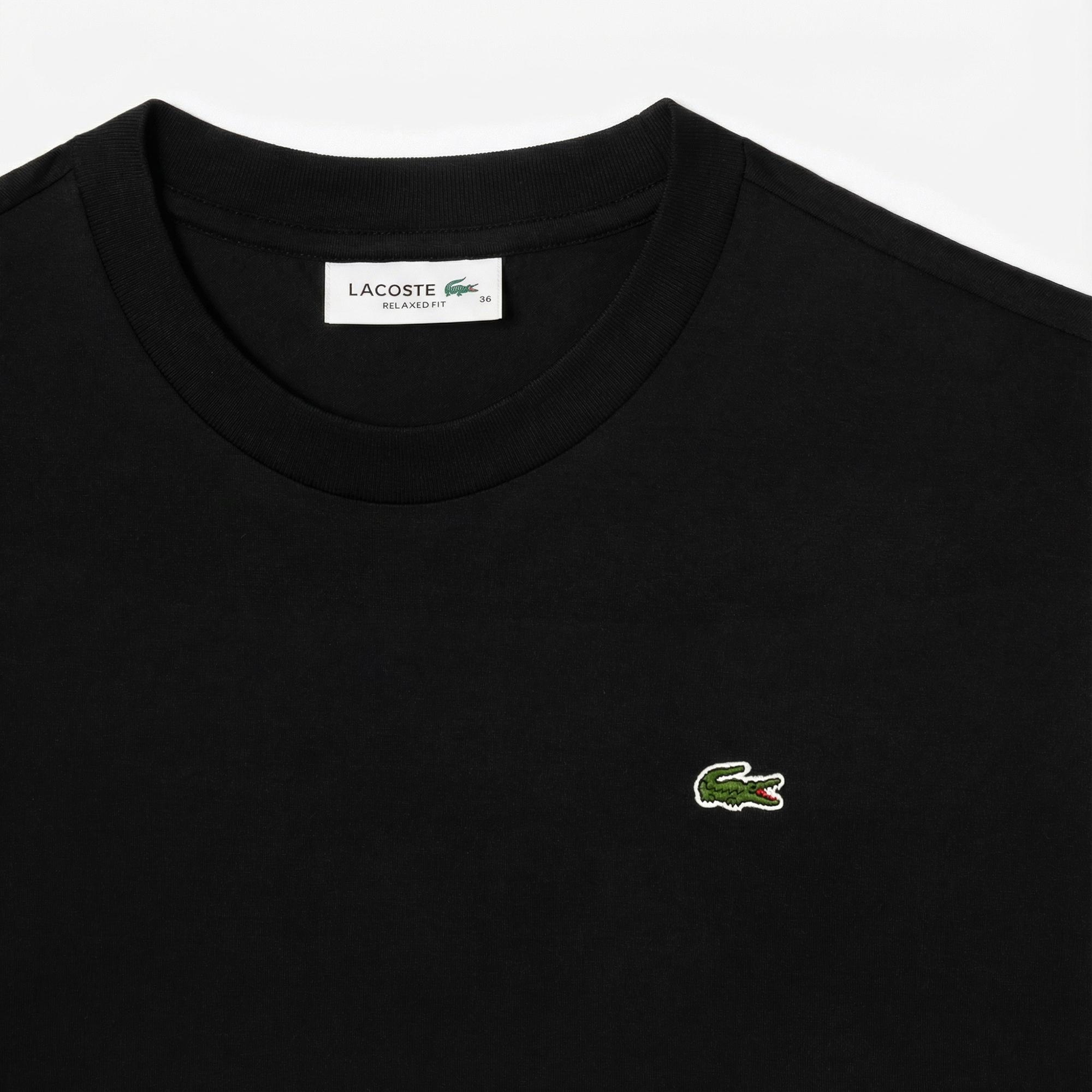 Lacoste Kadın Relaxed Fit Bisiklet Yaka Siyah T-Shirt