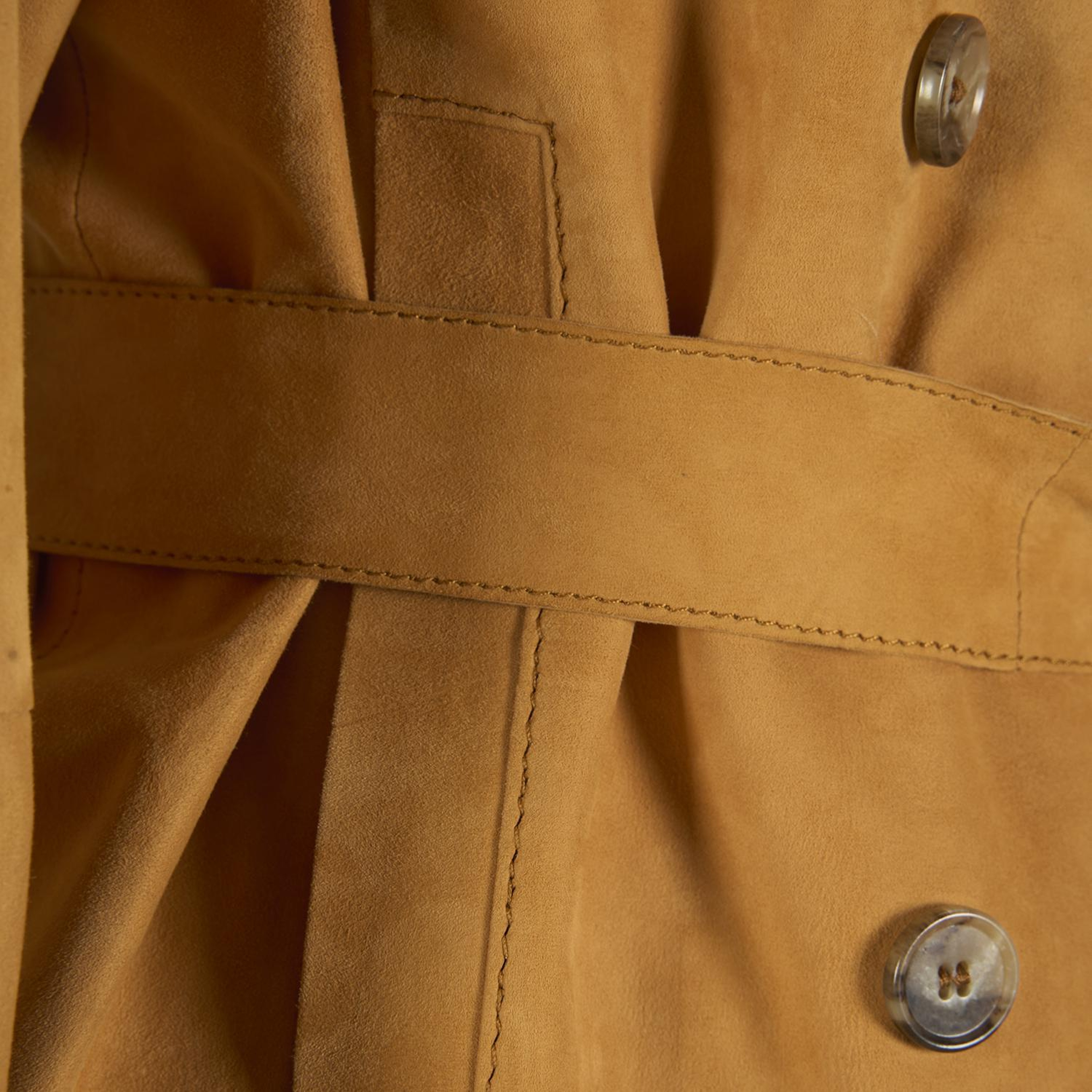 Limited Edition Kadın Turuncu Belden Bağlamalı Süet  Kısa Trençkot