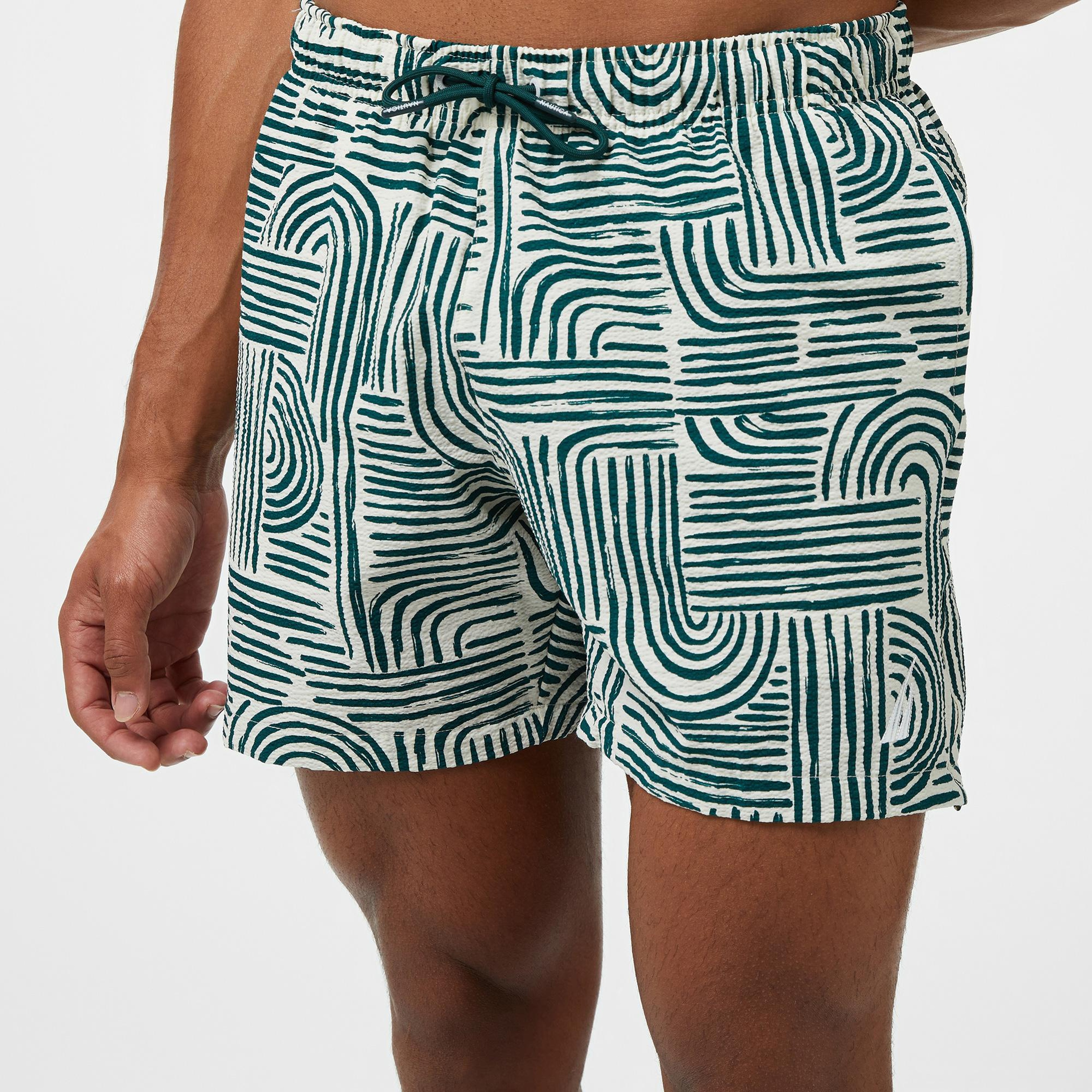 Nautica Erkek Yeşil Regular Fit Desenli Deniz Şortu