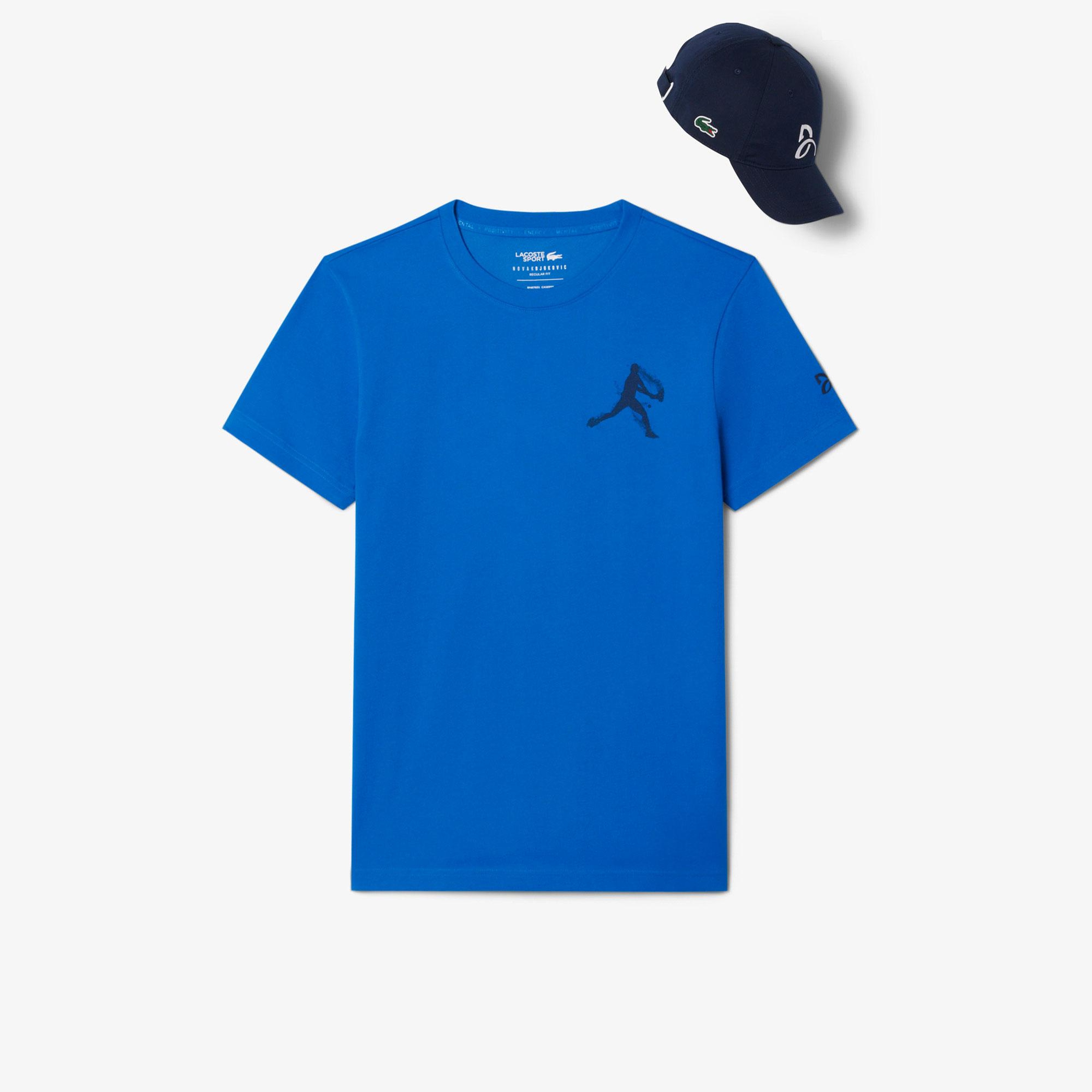 Lacoste Tennis x Novak Djokovic Erkek Regular Fit Bisiklet Yaka Baskılı Lacivert T-Shirt & Şapka Seti