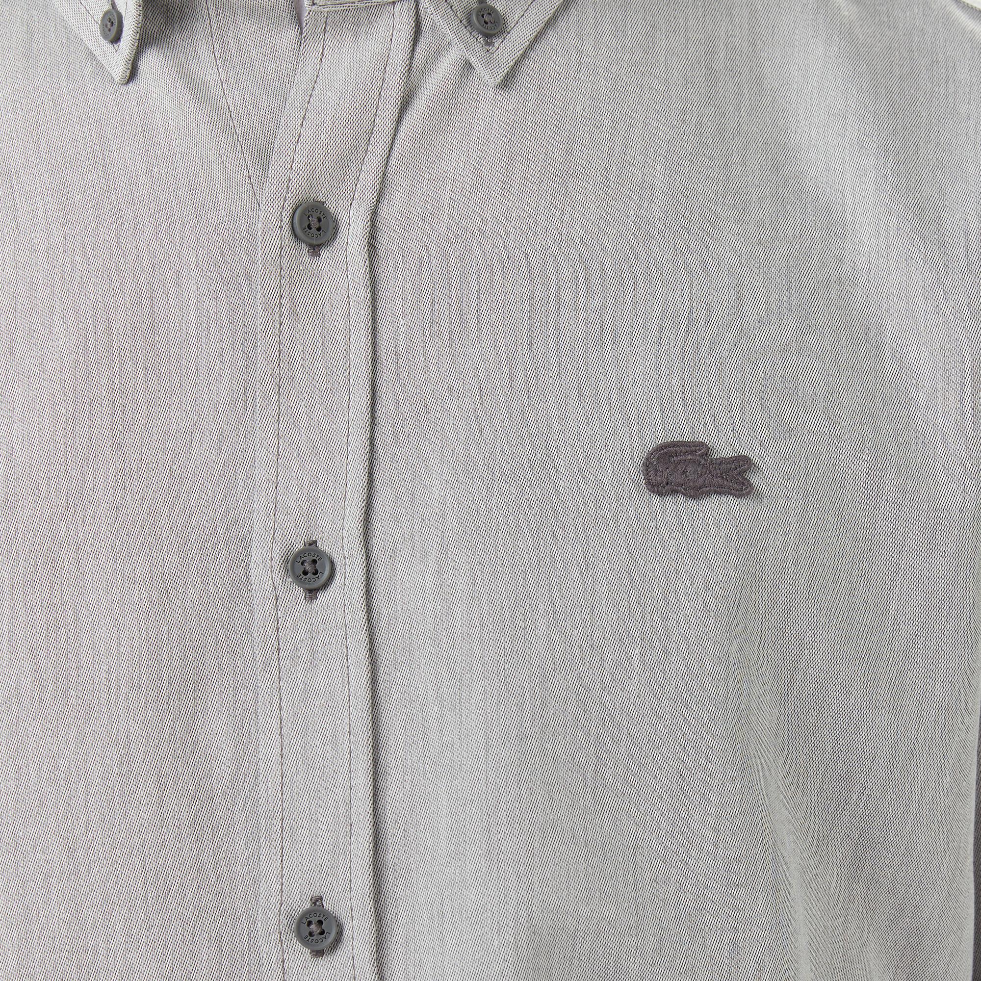 Lacoste Erkek Regular Fit Düğmeli Yaka Gri Gömlek