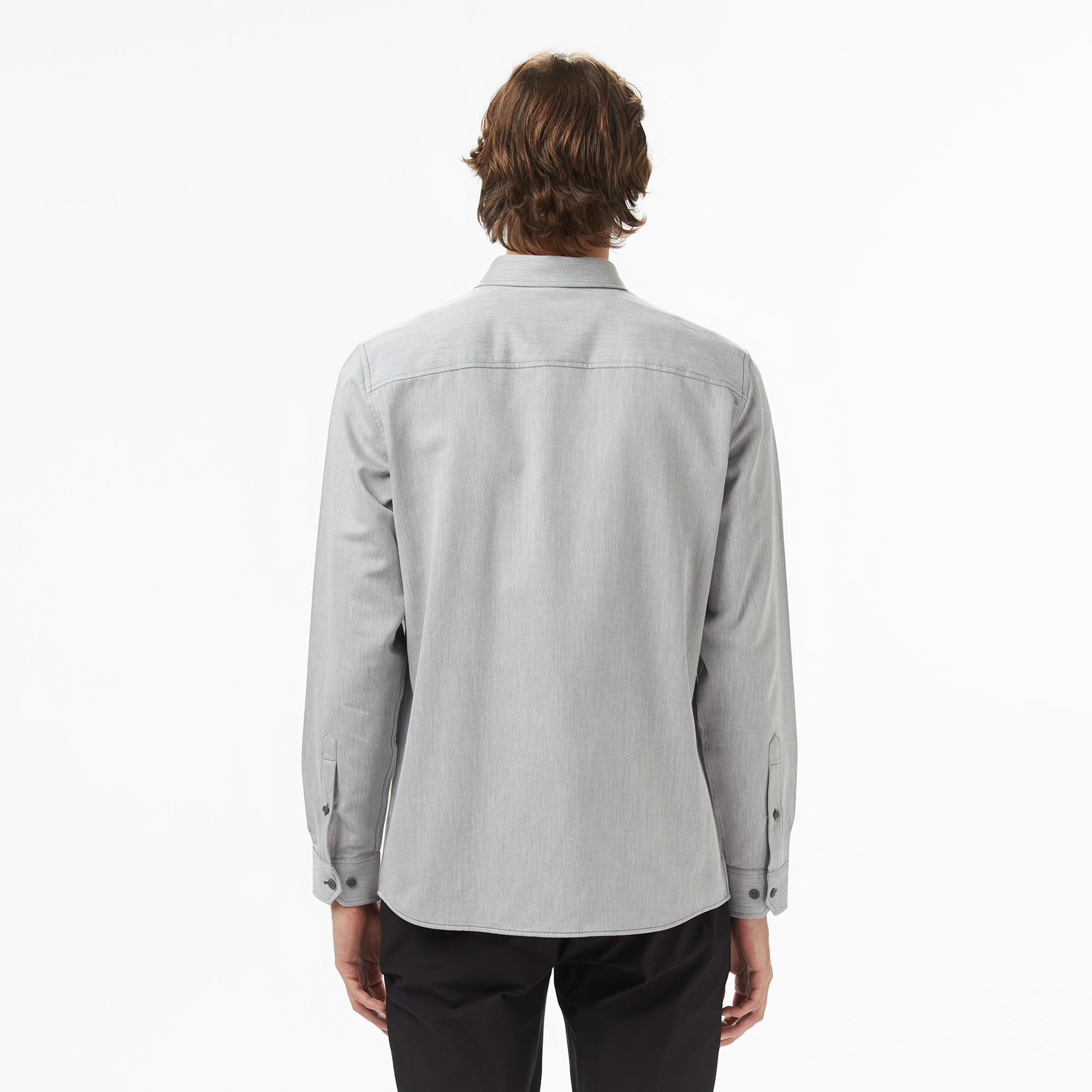 Lacoste Erkek Regular Fit Düğmeli Yaka Gri Gömlek