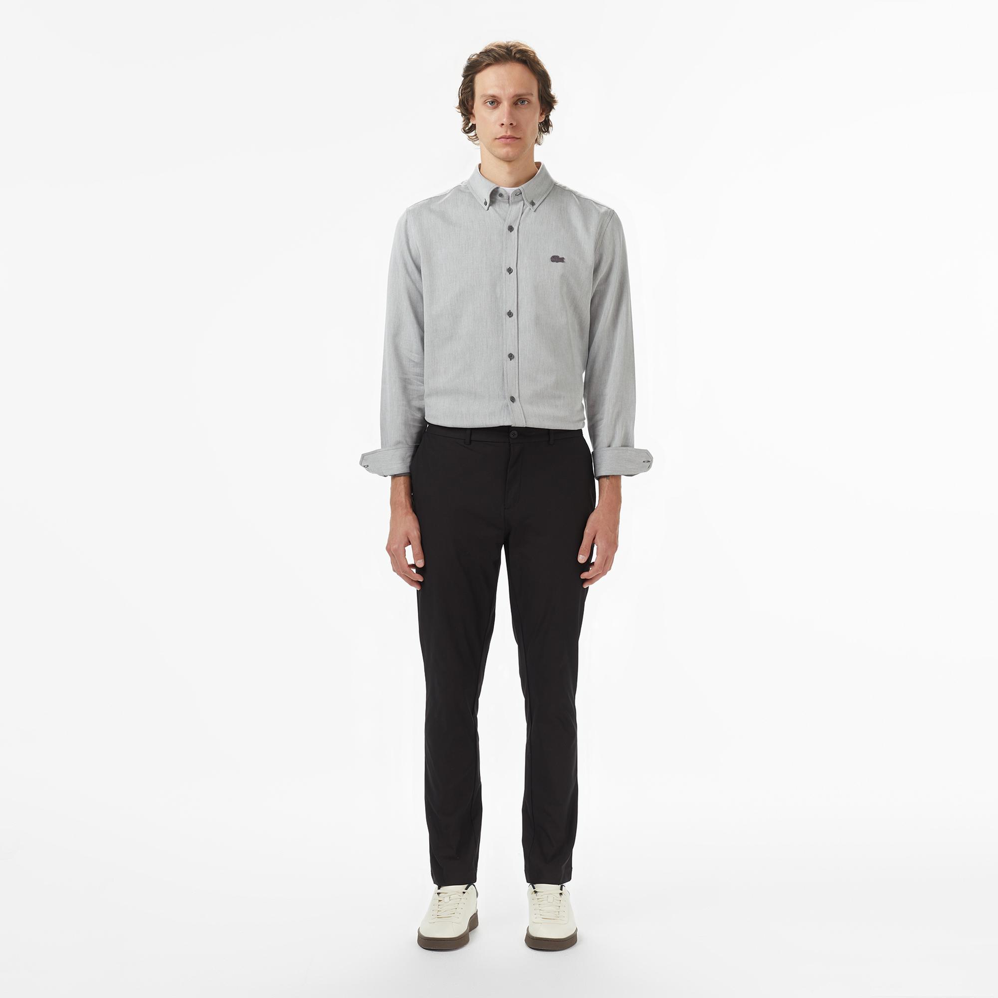 Lacoste Erkek Regular Fit Düğmeli Yaka Gri Gömlek