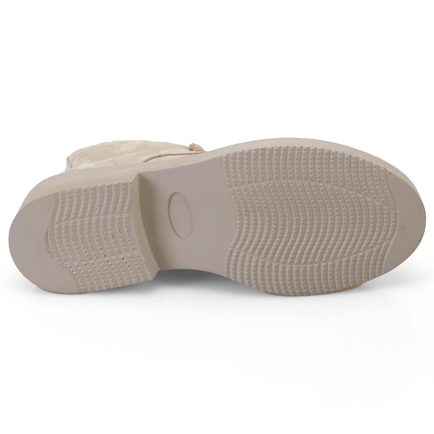 Kadın Bej Fermuarlı Süet Deri Bot