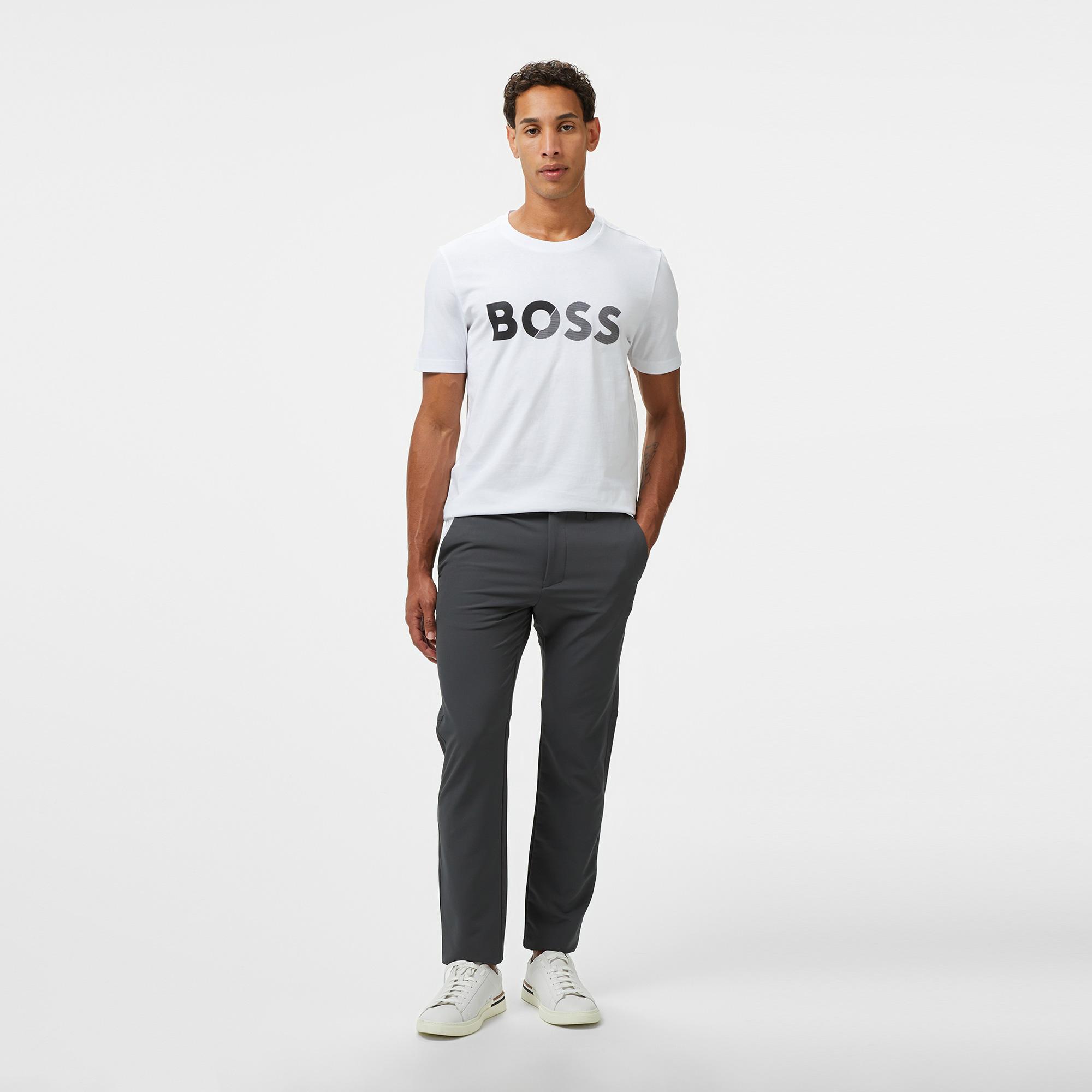 Boss Tape Logo Erkek Beyaz T-Shirt