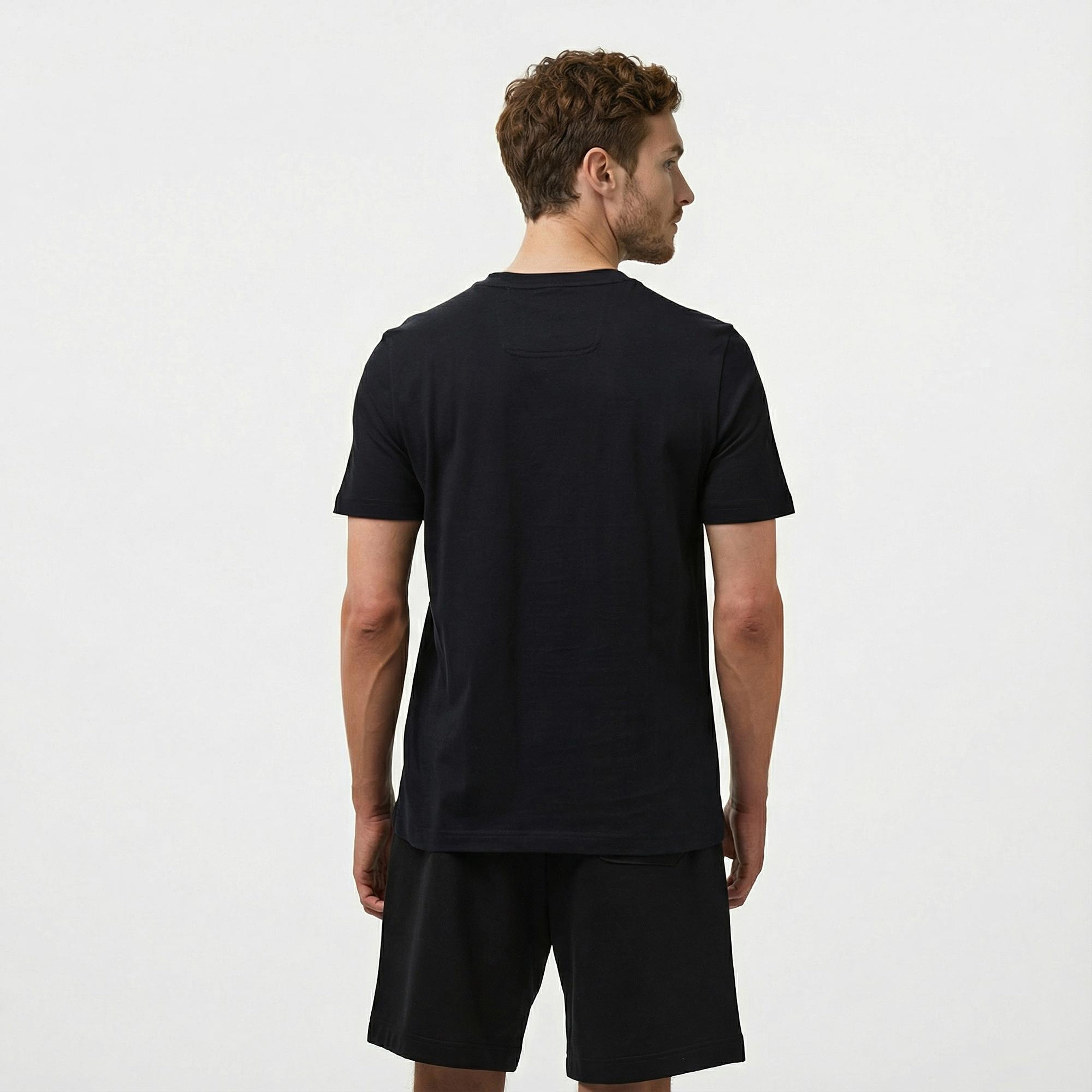 Boss Tape Logo Erkek Mavi T-Shirt