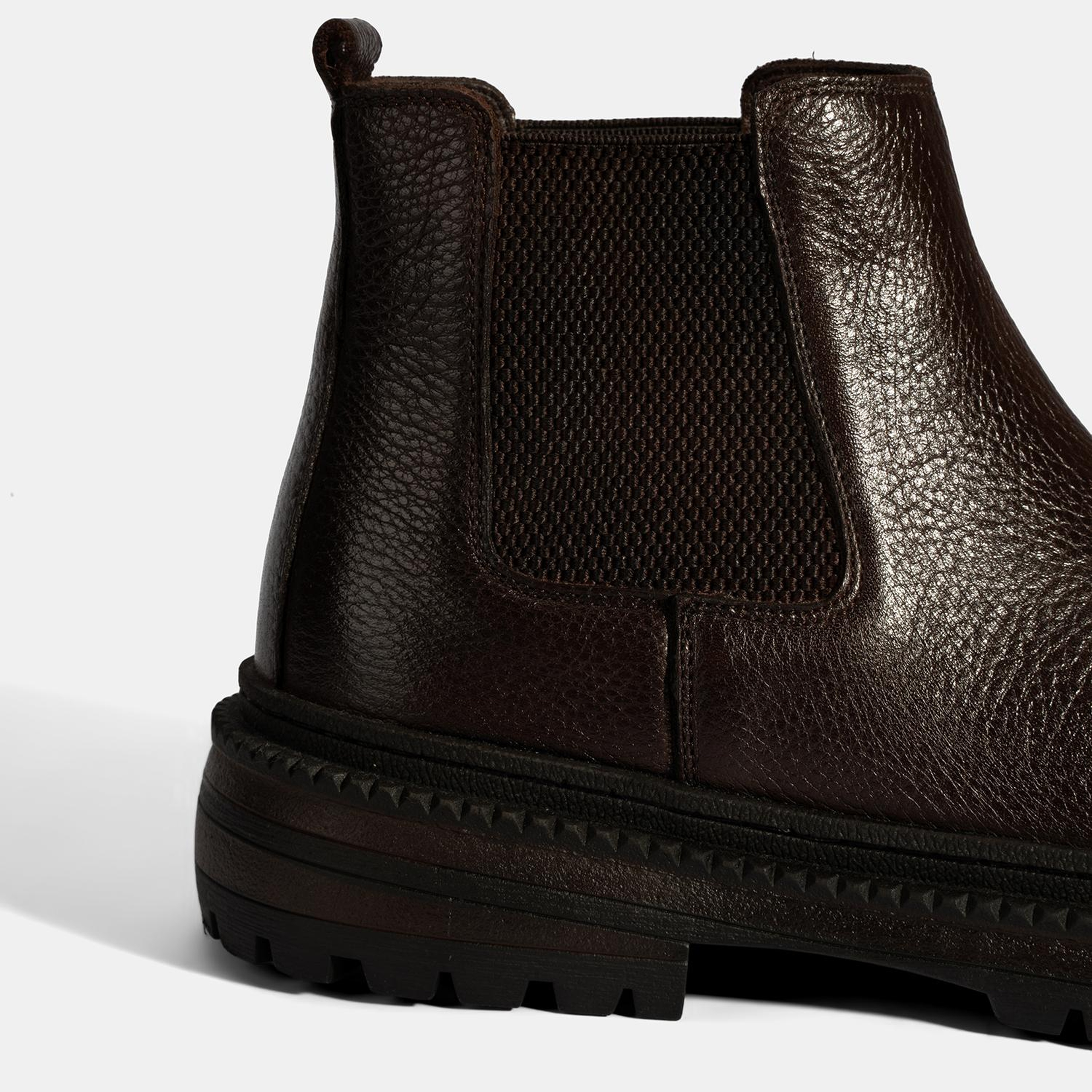 Erkek Kahve Lastik Detaylı Deri Bot