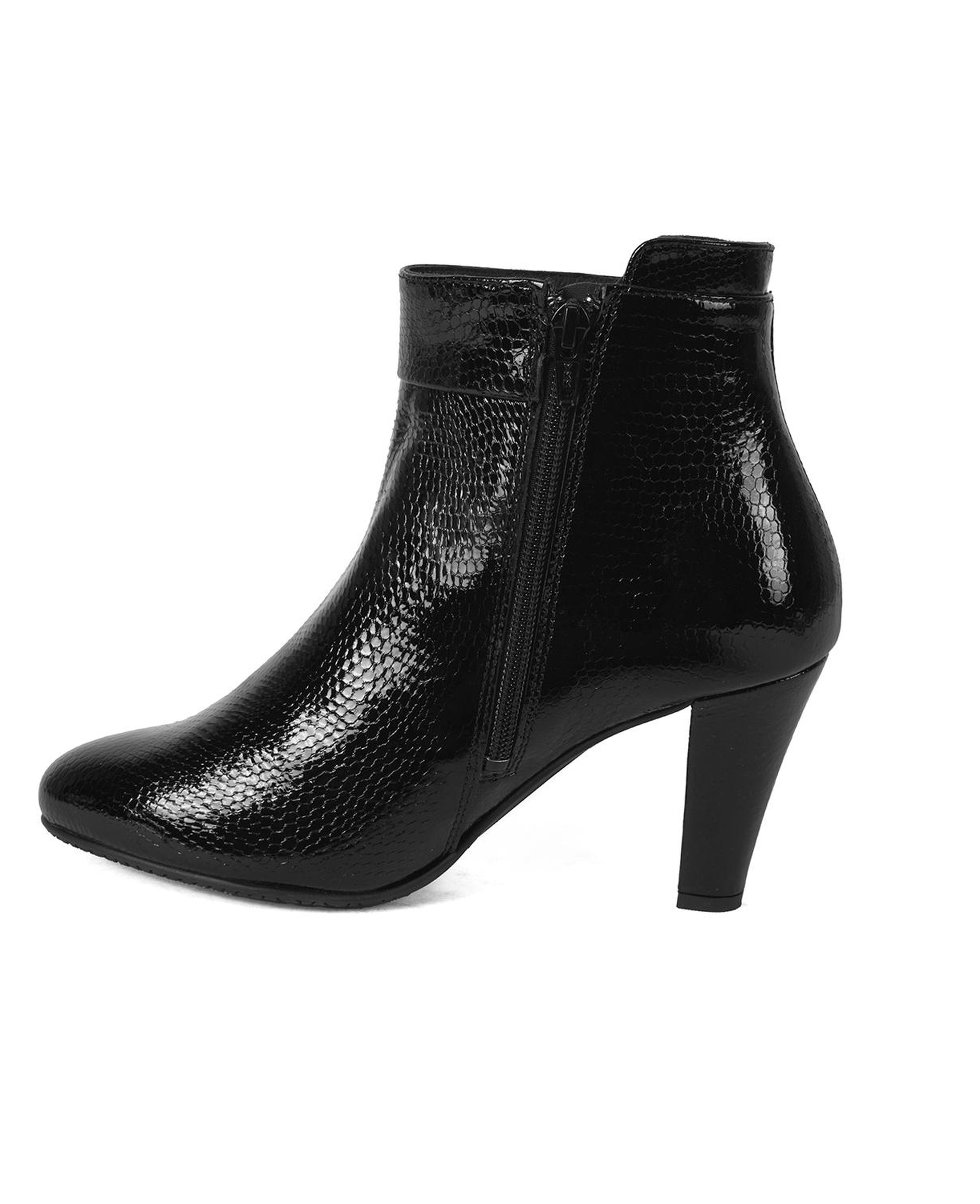 Aliza Siyah Kadın DesaComfort Fermuarlı Topuklu Deri Bot