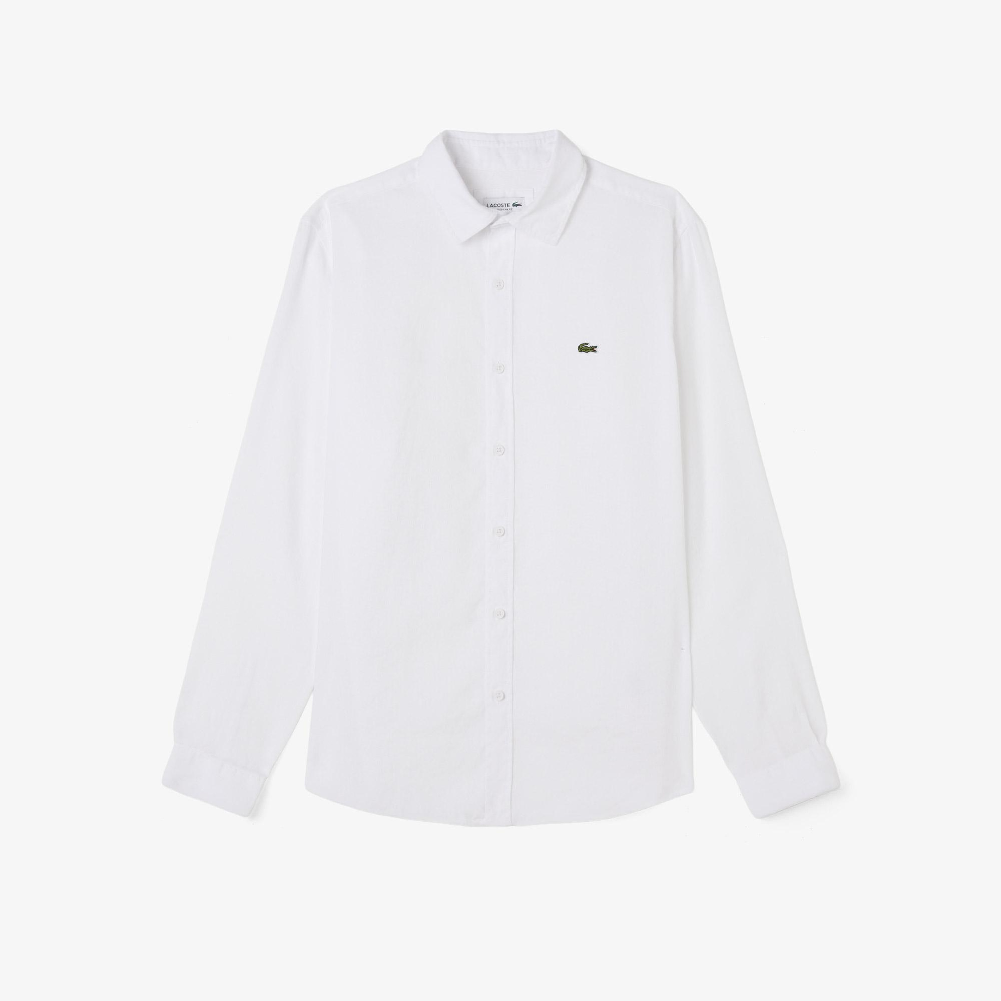 Lacoste Erkek Regular Fit Keten Beyaz Gömlek