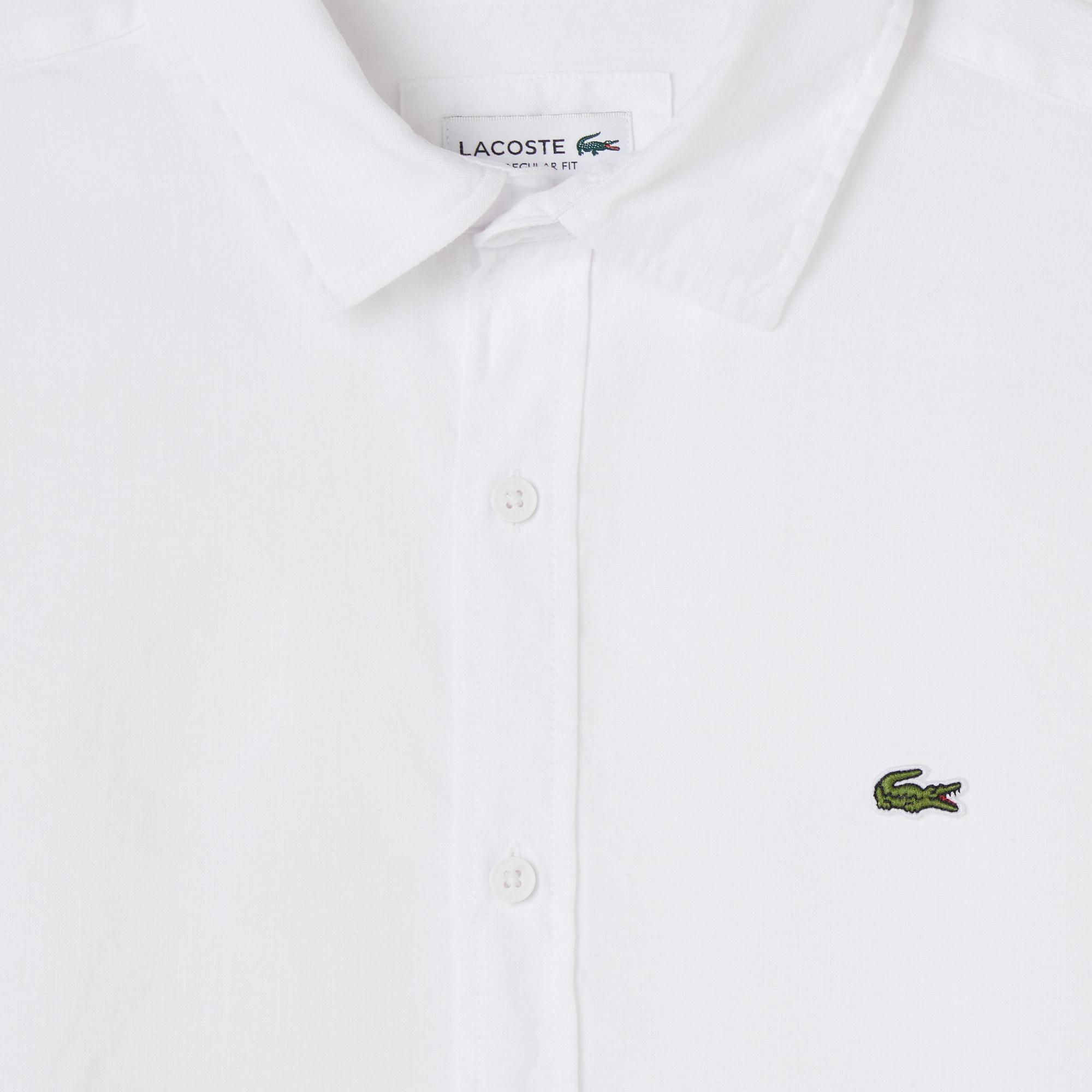 Lacoste Erkek Regular Fit Keten Beyaz Gömlek