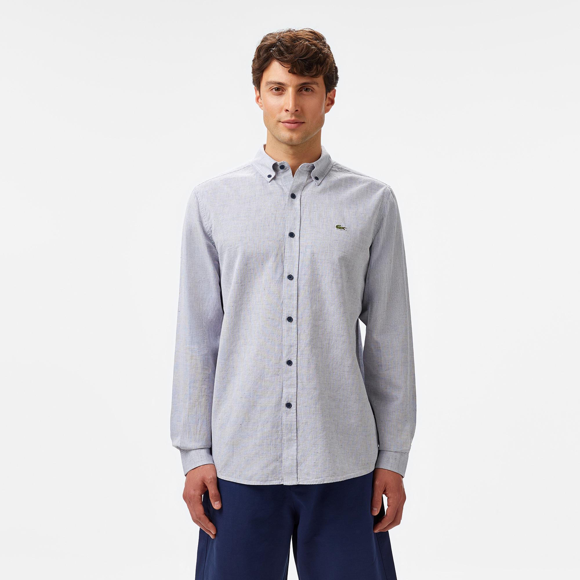 Lacoste Erkek Regular Fit Düğmeli Yaka Lacivert Gömlek