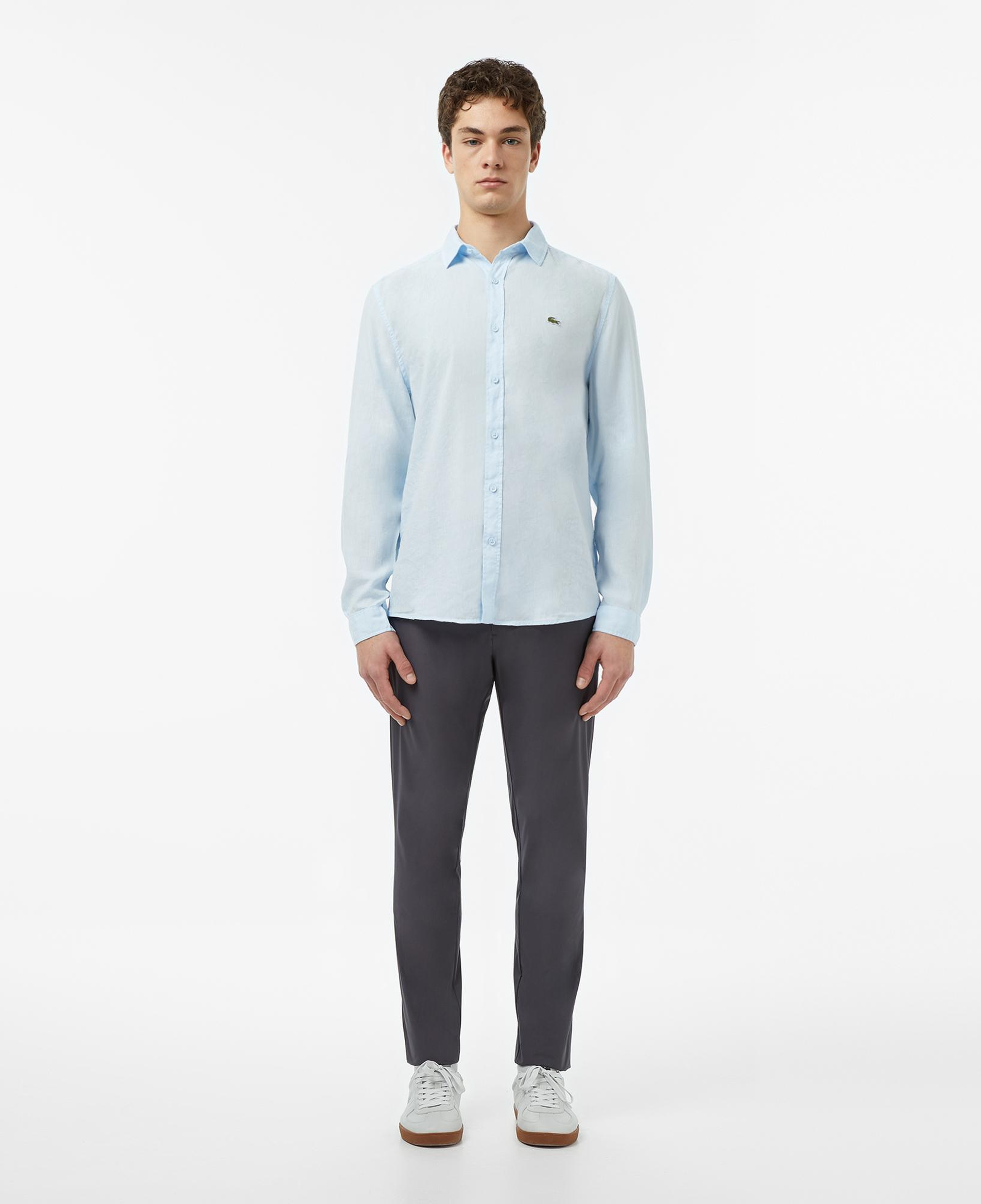 Lacoste Erkek Regular Fit Keten Açık Mavi Gömlek