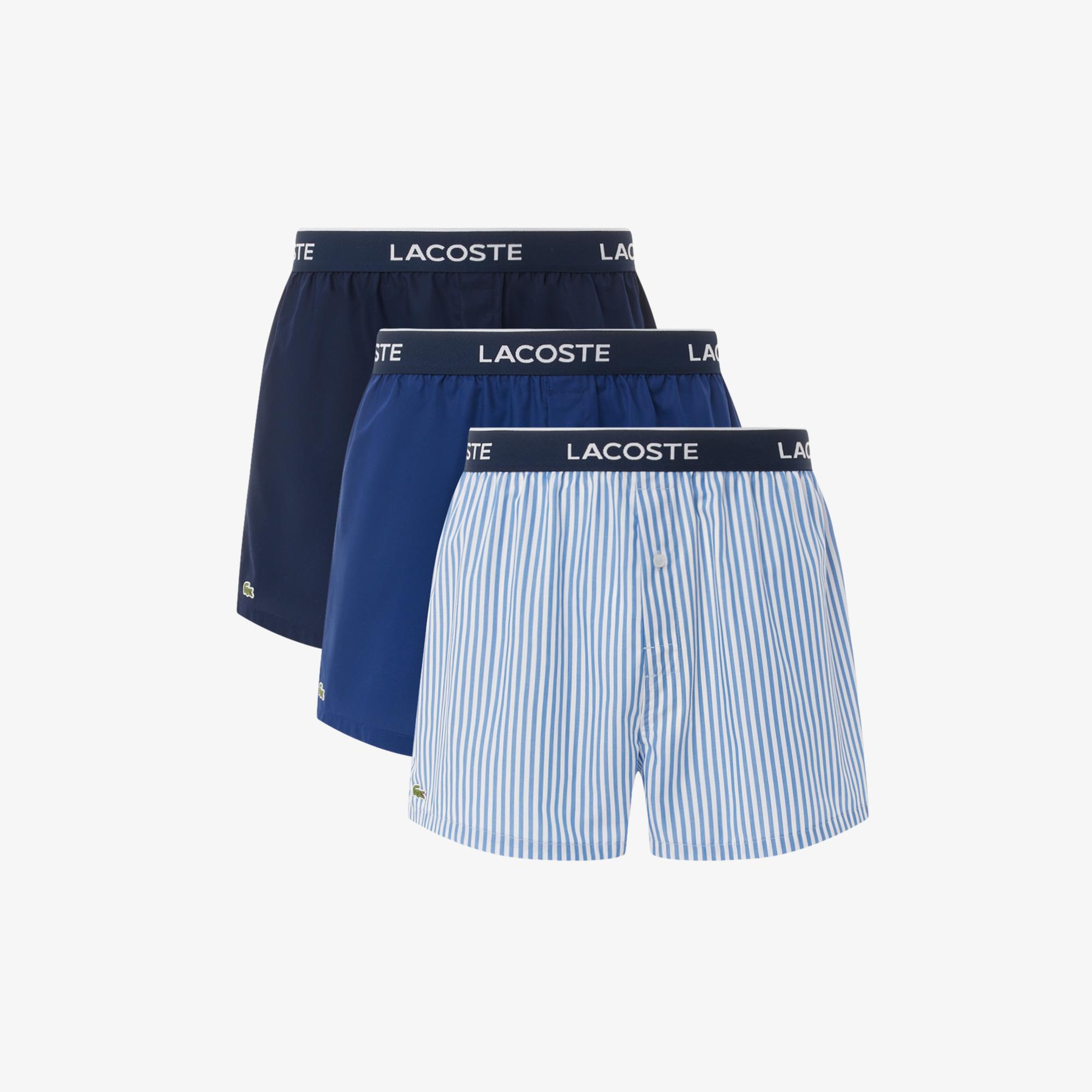 Lacoste Erkek 3'lü Mavi Boxer