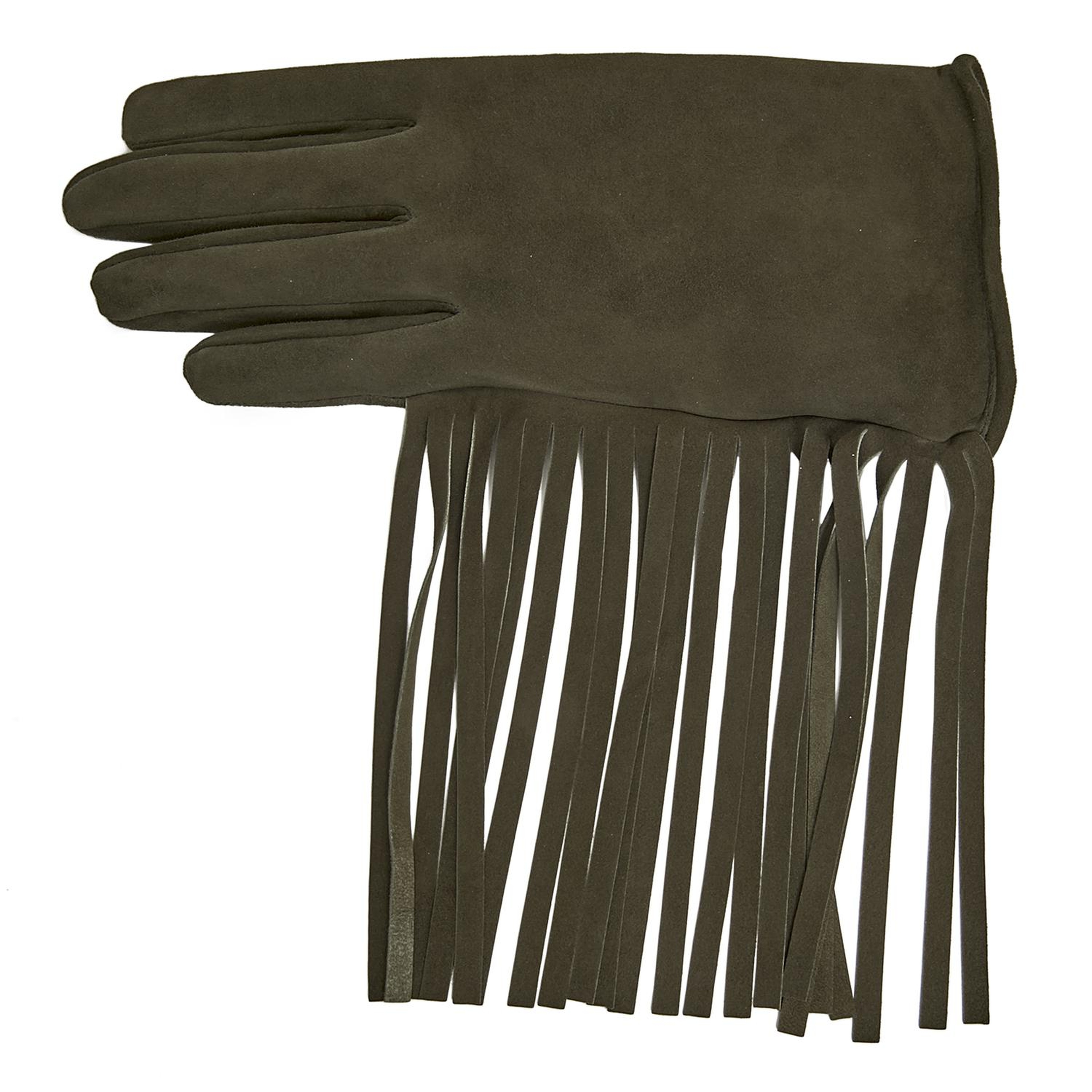 Haki Kadın Püsküllü Süet Eldiven