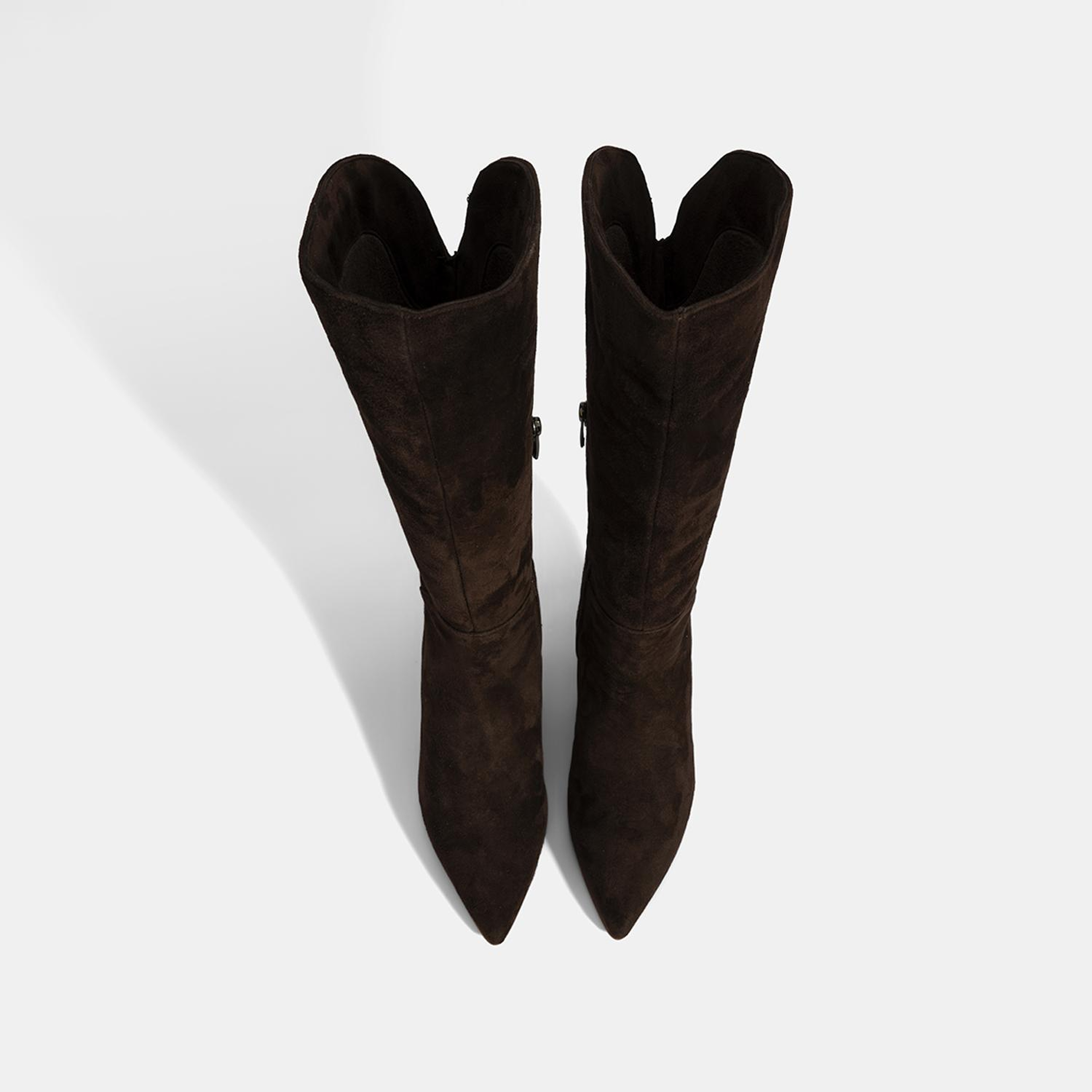 Kadın Kahve Sivri Burunlu İnce Topuklu Süet Çizme