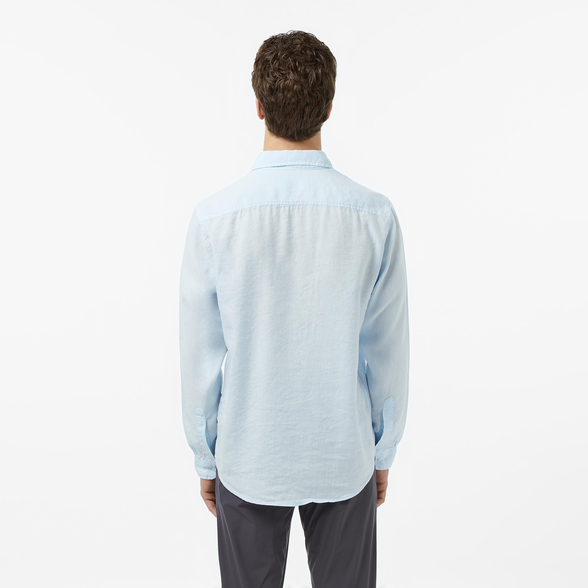 Lacoste Erkek Regular Fit Keten Açık Mavi Gömlek