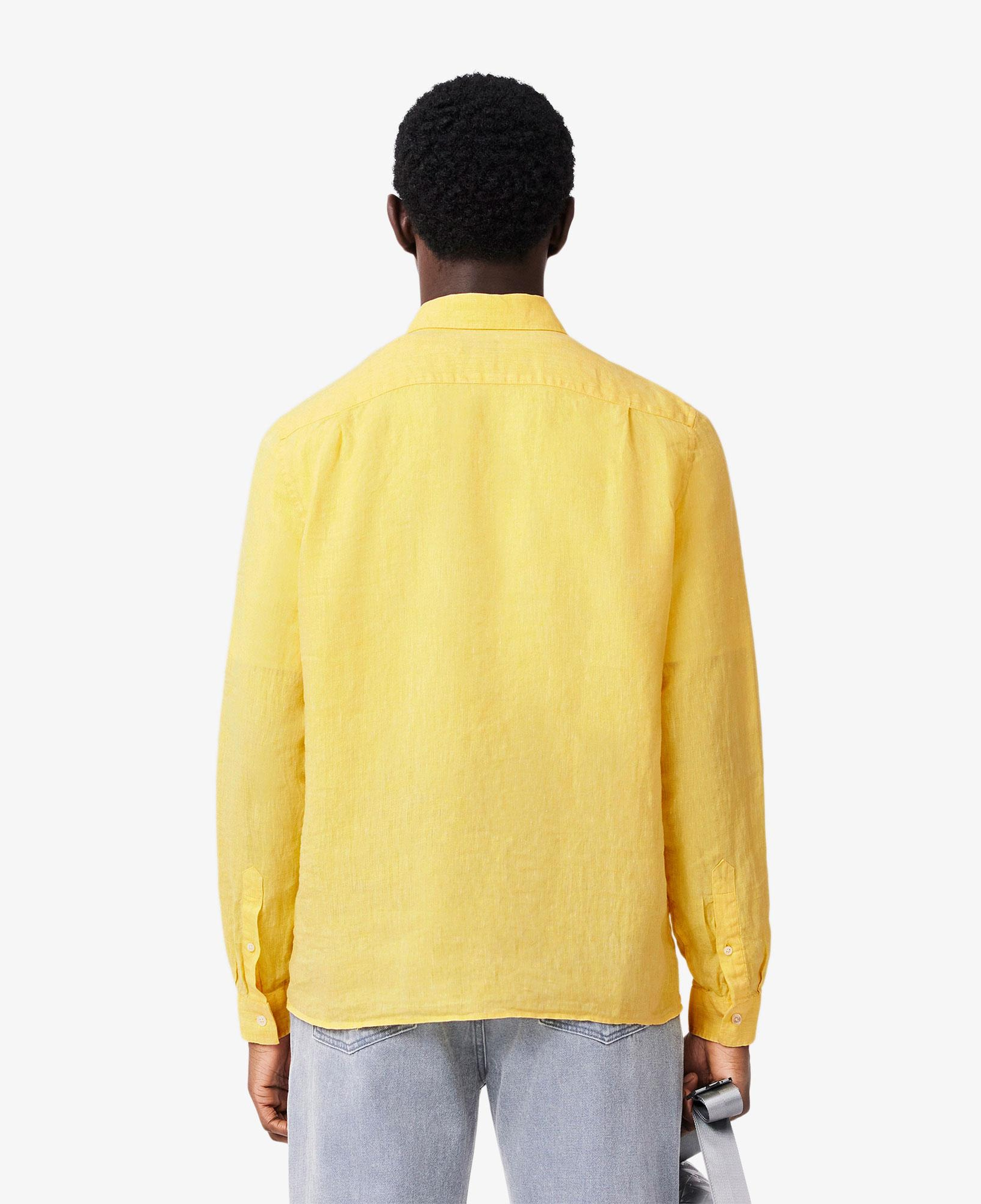 Lacoste Erkek Regular Fit Düğmeli Yaka Keten Sarı Gömlek