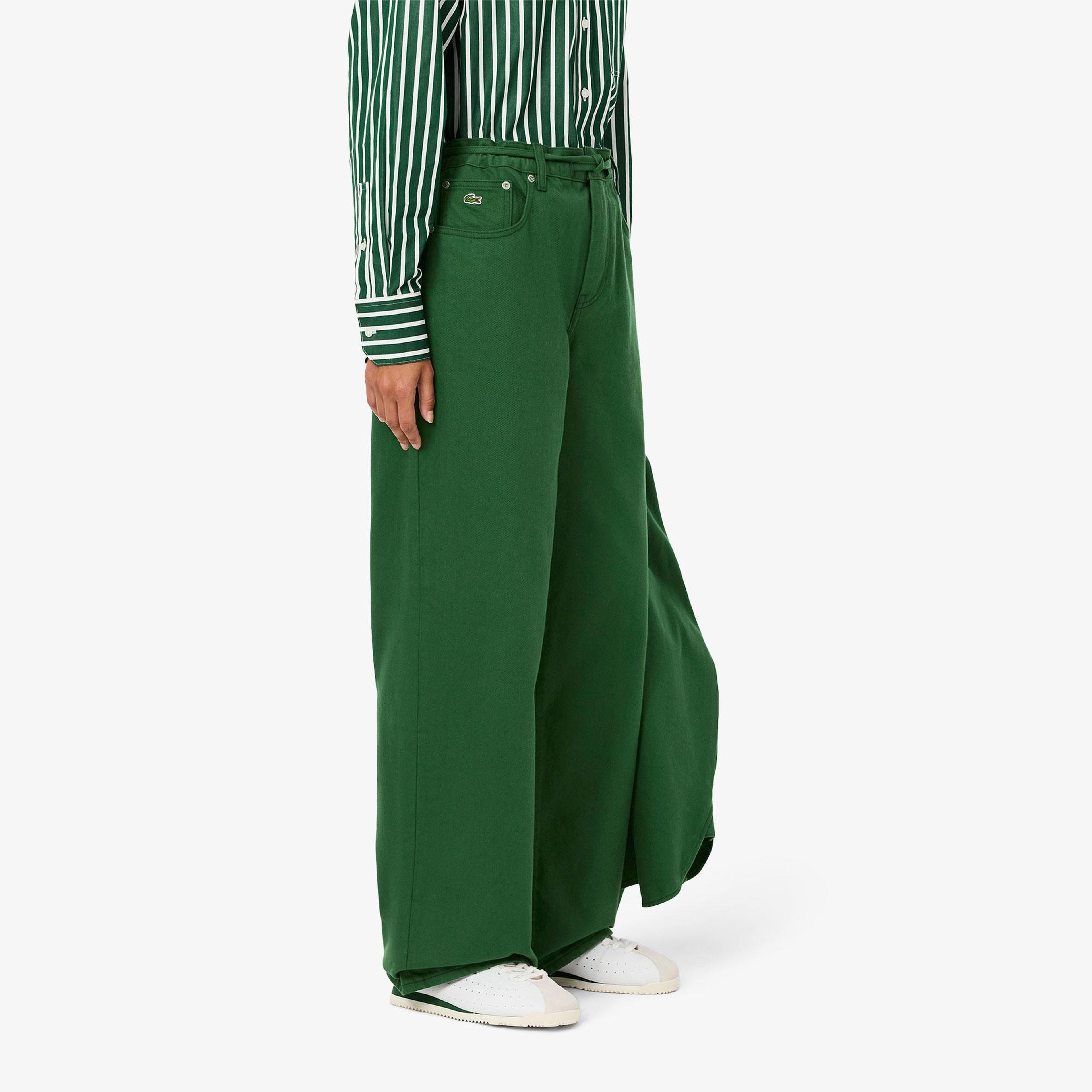 Lacoste Kadın Wide Leg Yeşil Jean Pantolon