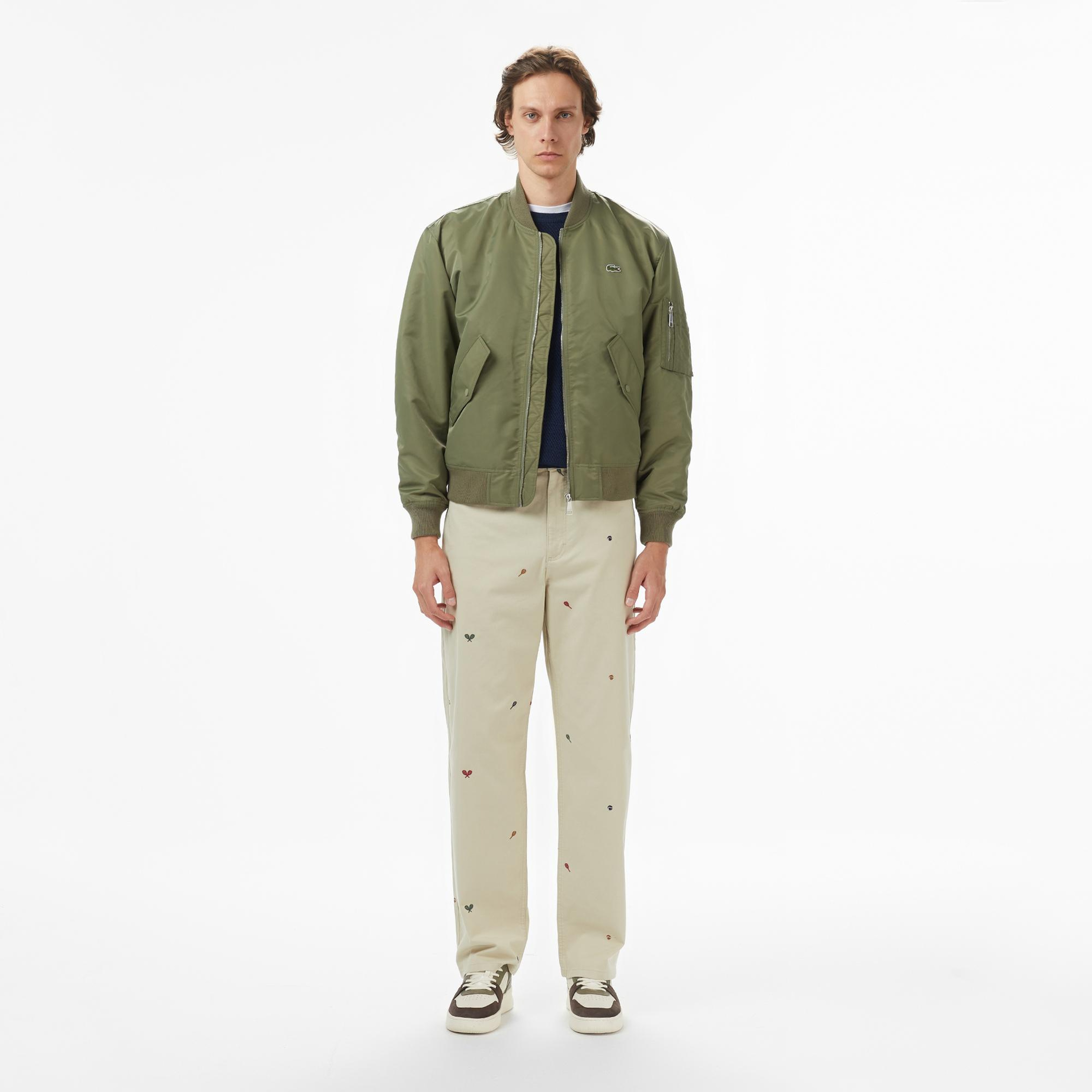 Lacoste Erkek Hakim Yaka Haki Bomber Ceket