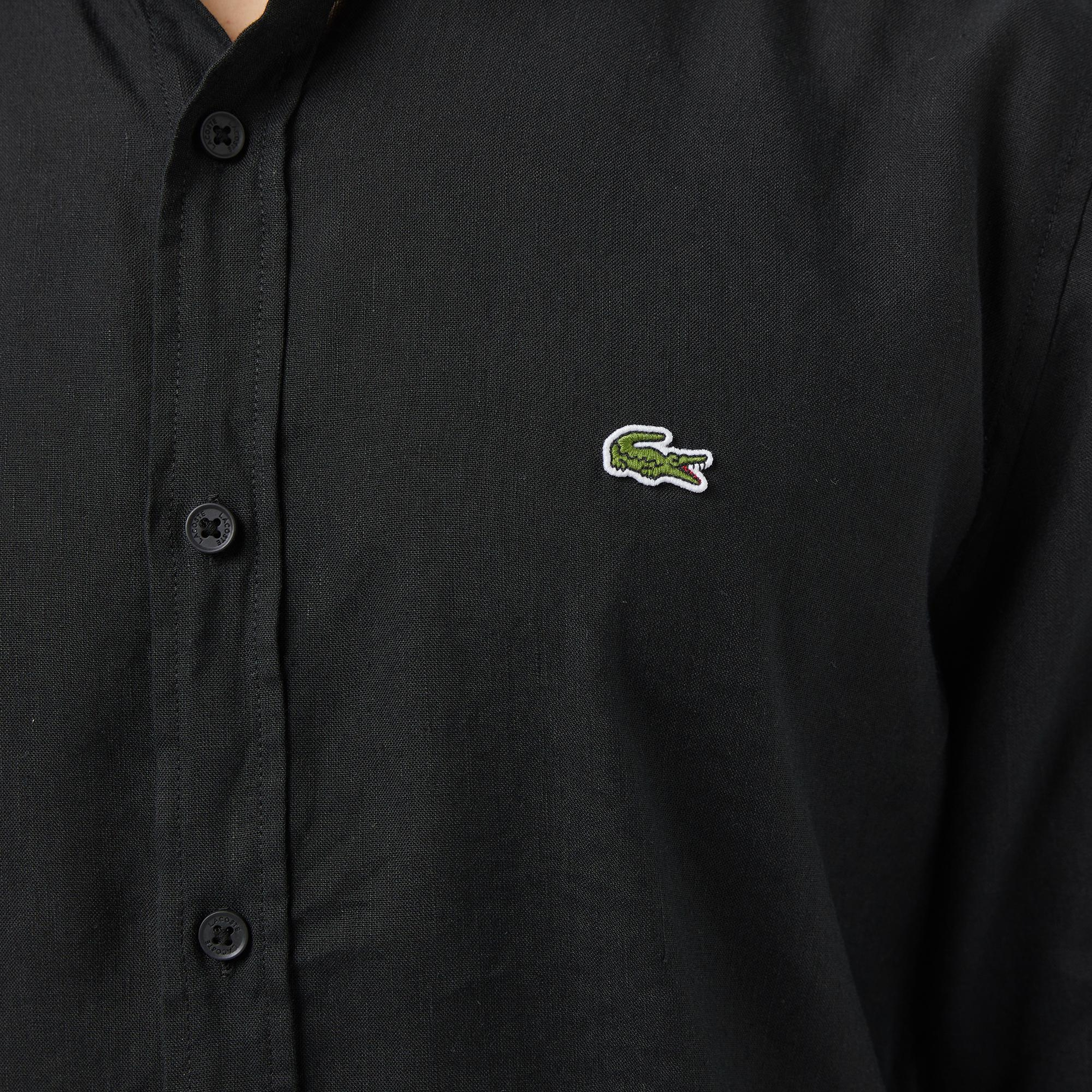 Lacoste Erkek Regular Fit Keten Siyah Gömlek