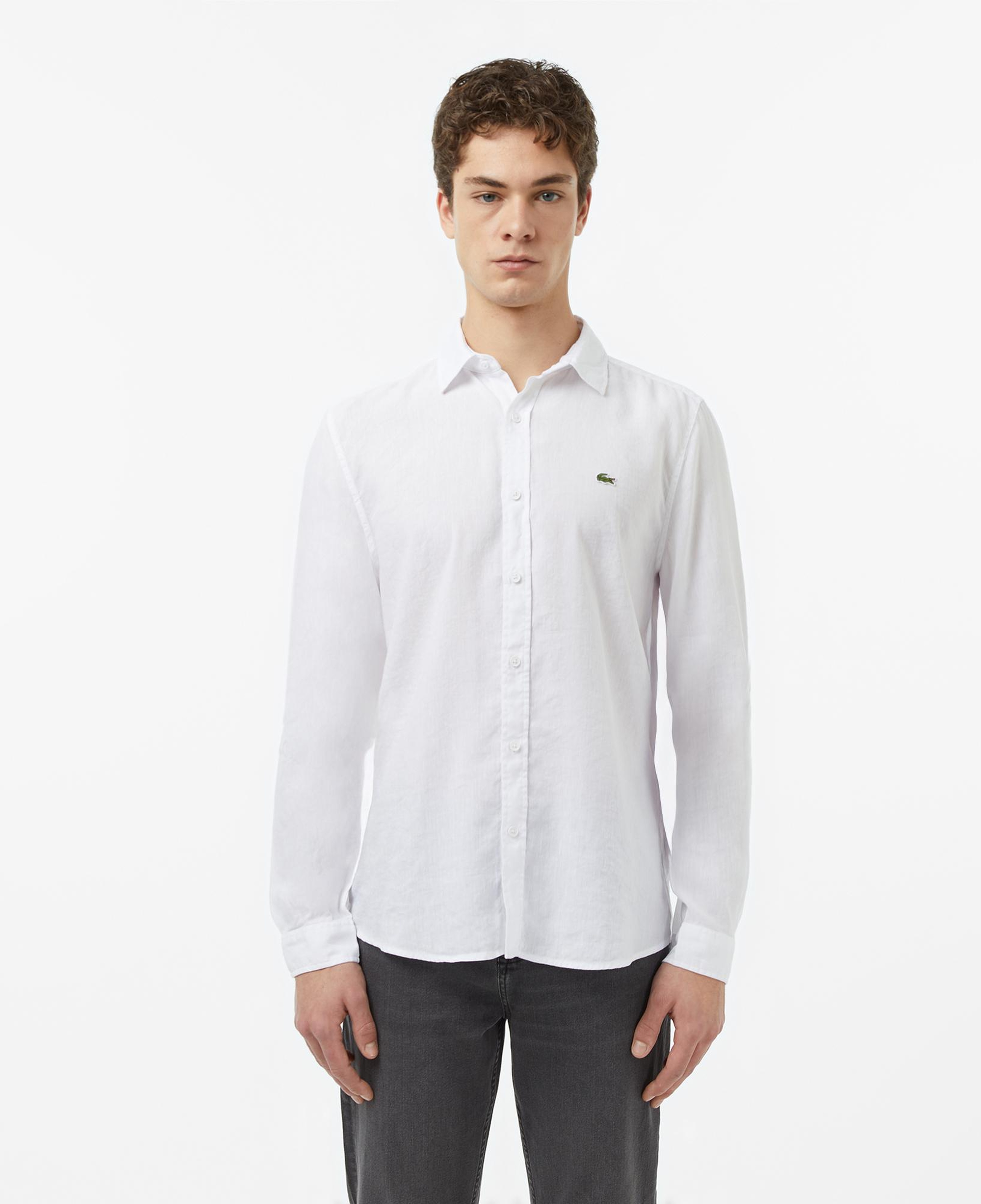 Lacoste Erkek Regular Fit Keten Beyaz Gömlek