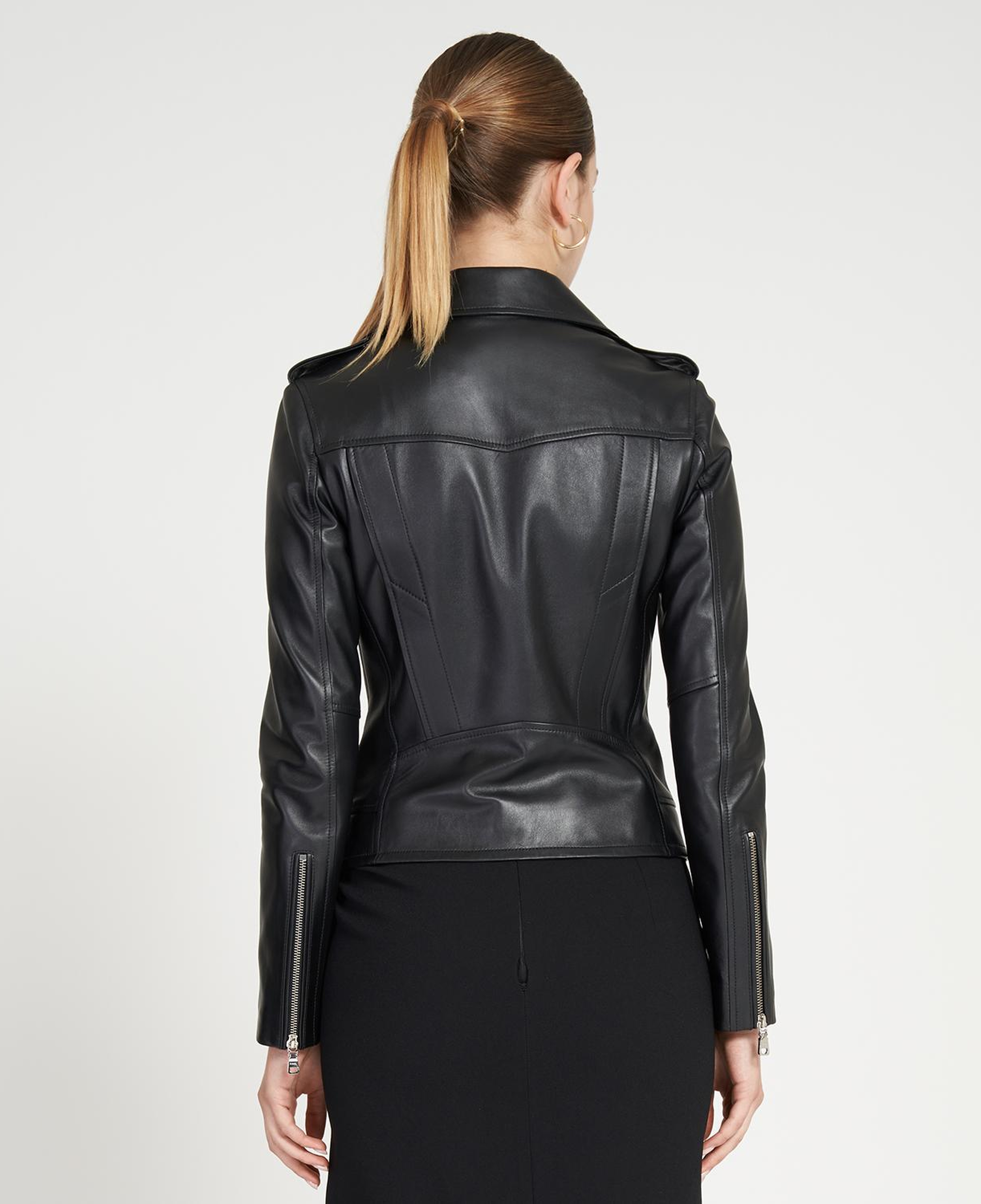 Amelia Siyah Kadın Biker Deri Ceket