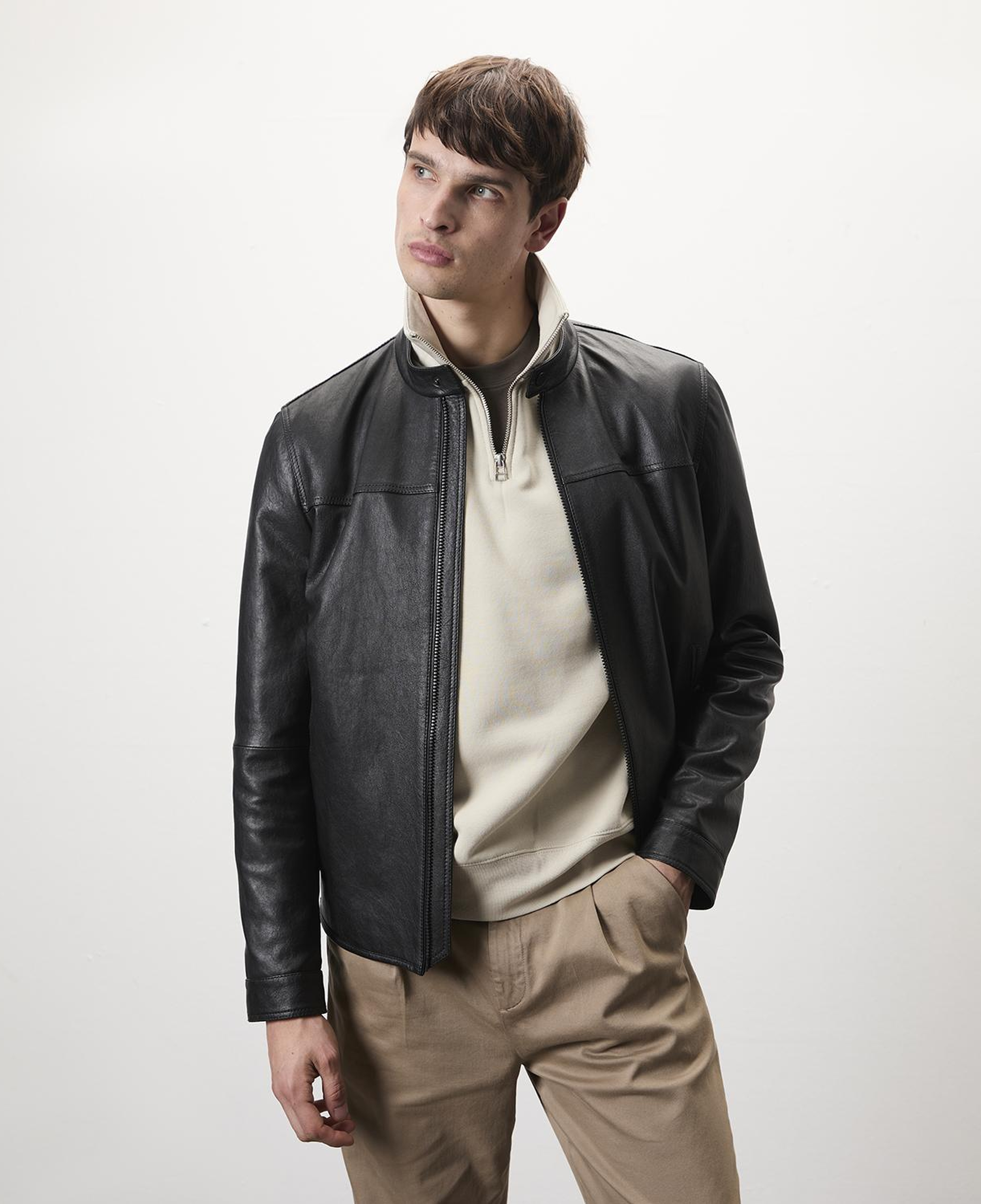 Dyami Siyah Erkek Deri Mont