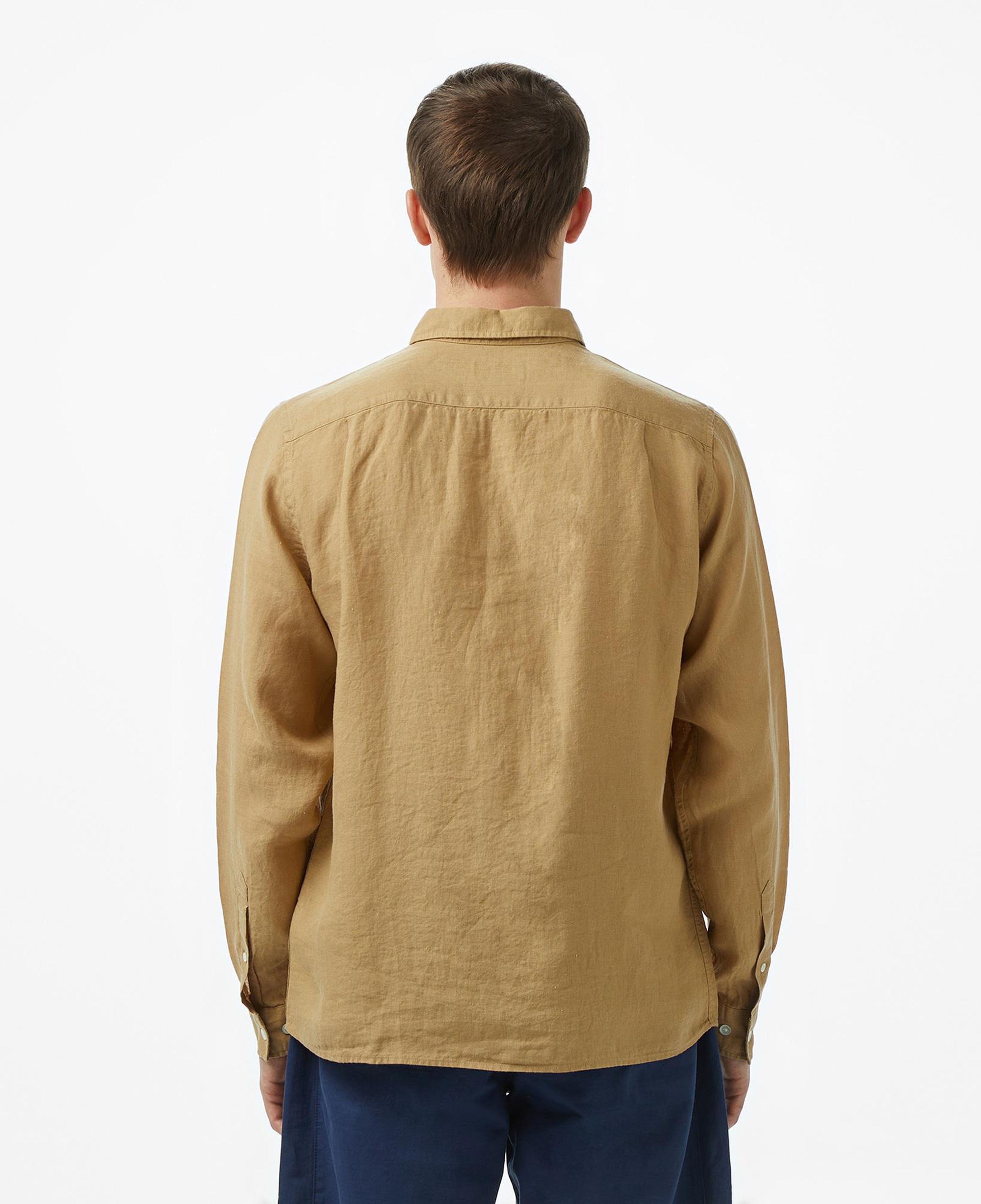 Lacoste Erkek Regular Fit Düğmeli Yaka Keten Bej Gömlek
