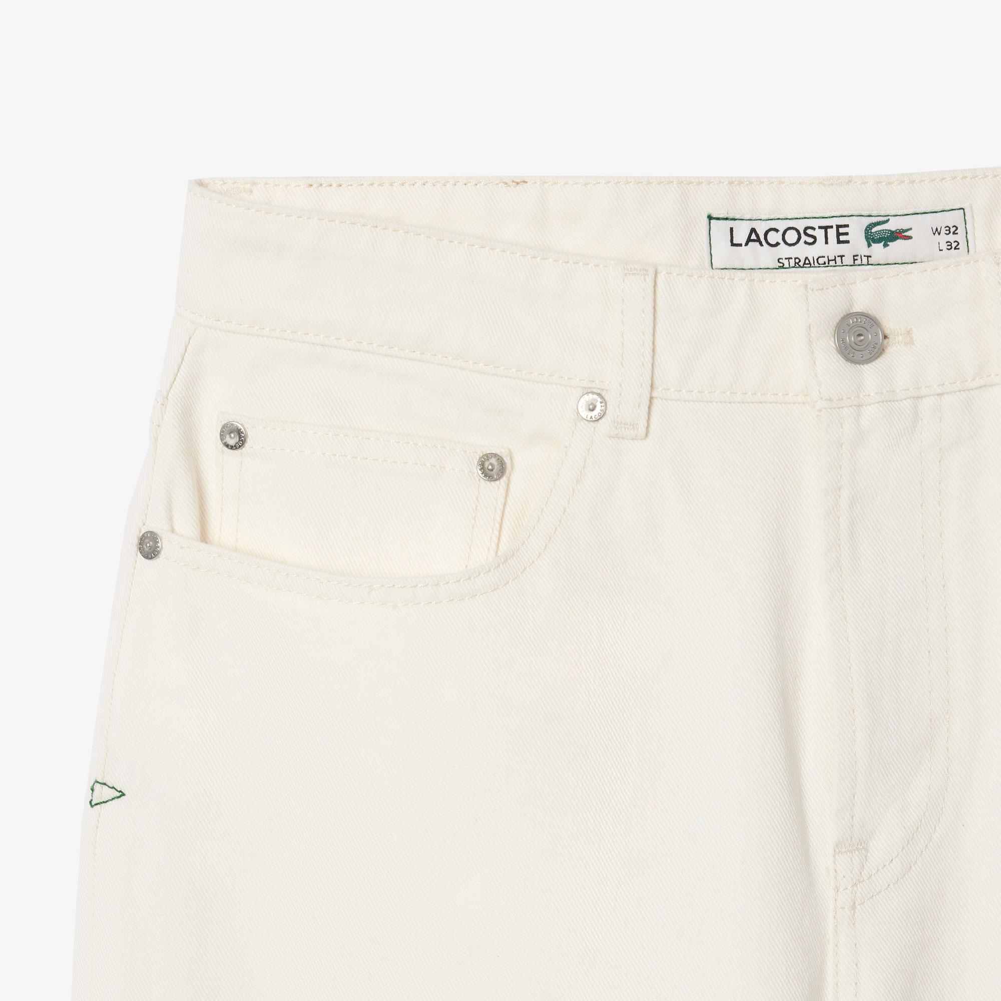 Lacoste Erkek Straight Fit Beyaz Jean Pantolon
