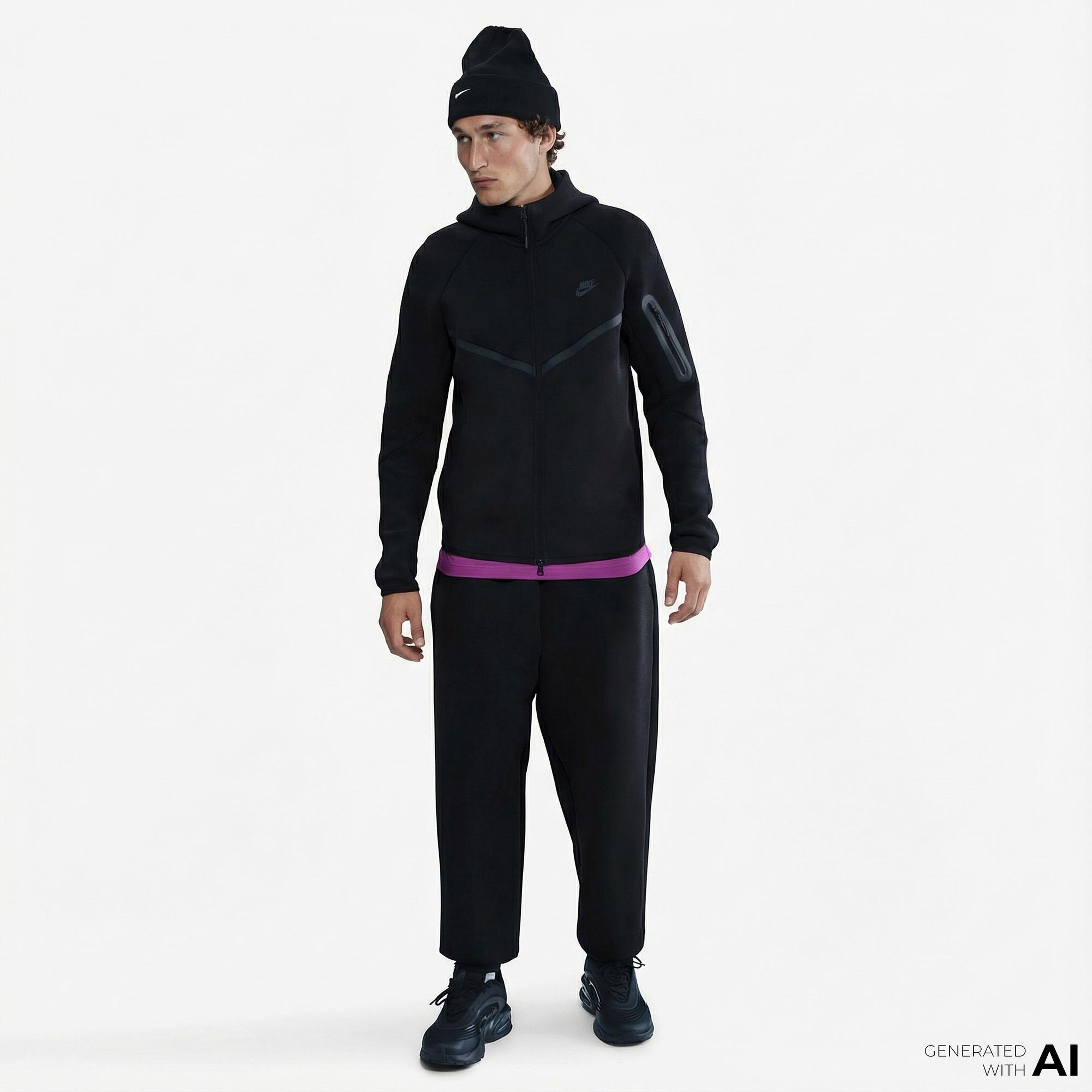 Nike Tech Fleece Erkek Siyah Kapüşonlu Hoodie