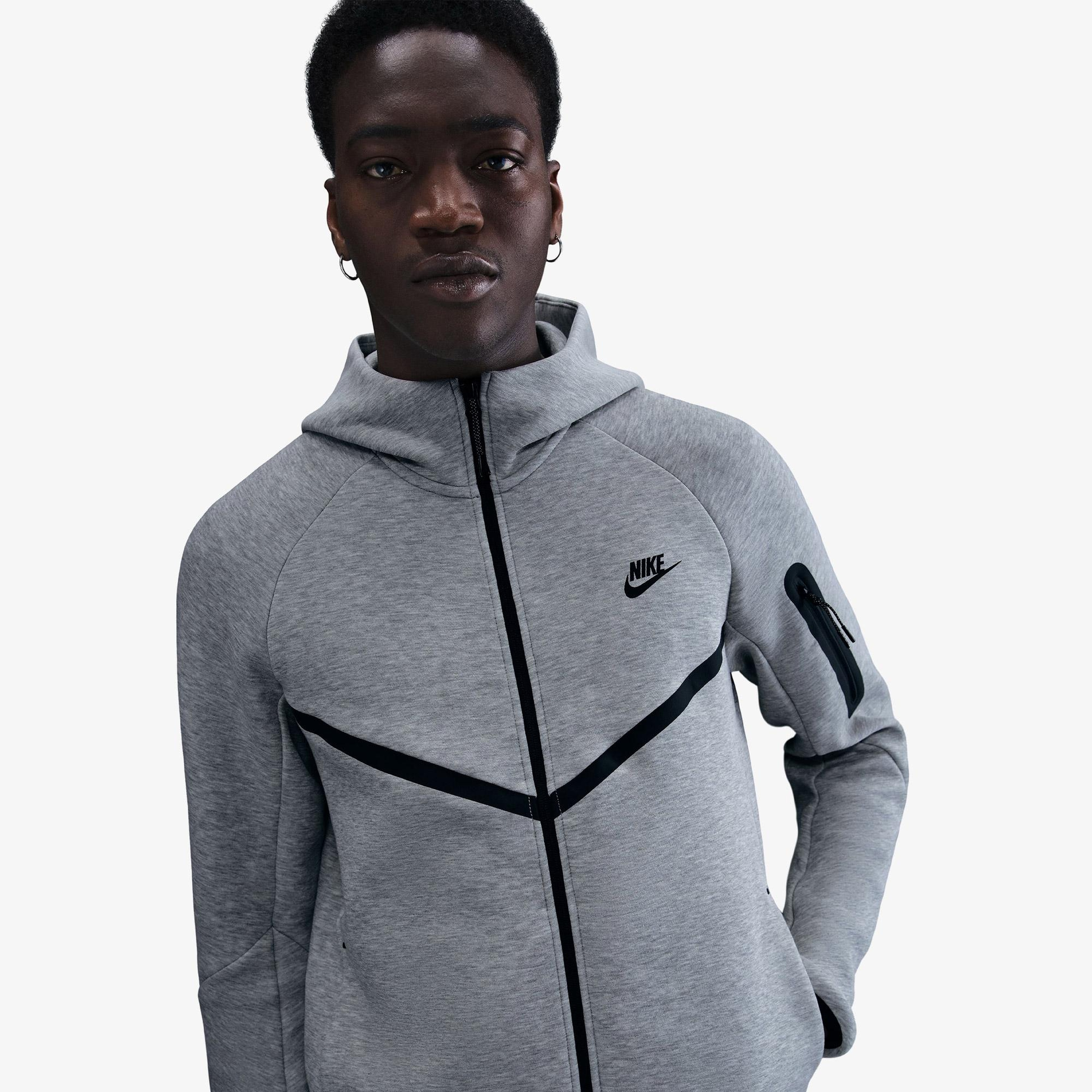 Nike Tech Fleece Erkek Gri Kapüşonlu Hoodie