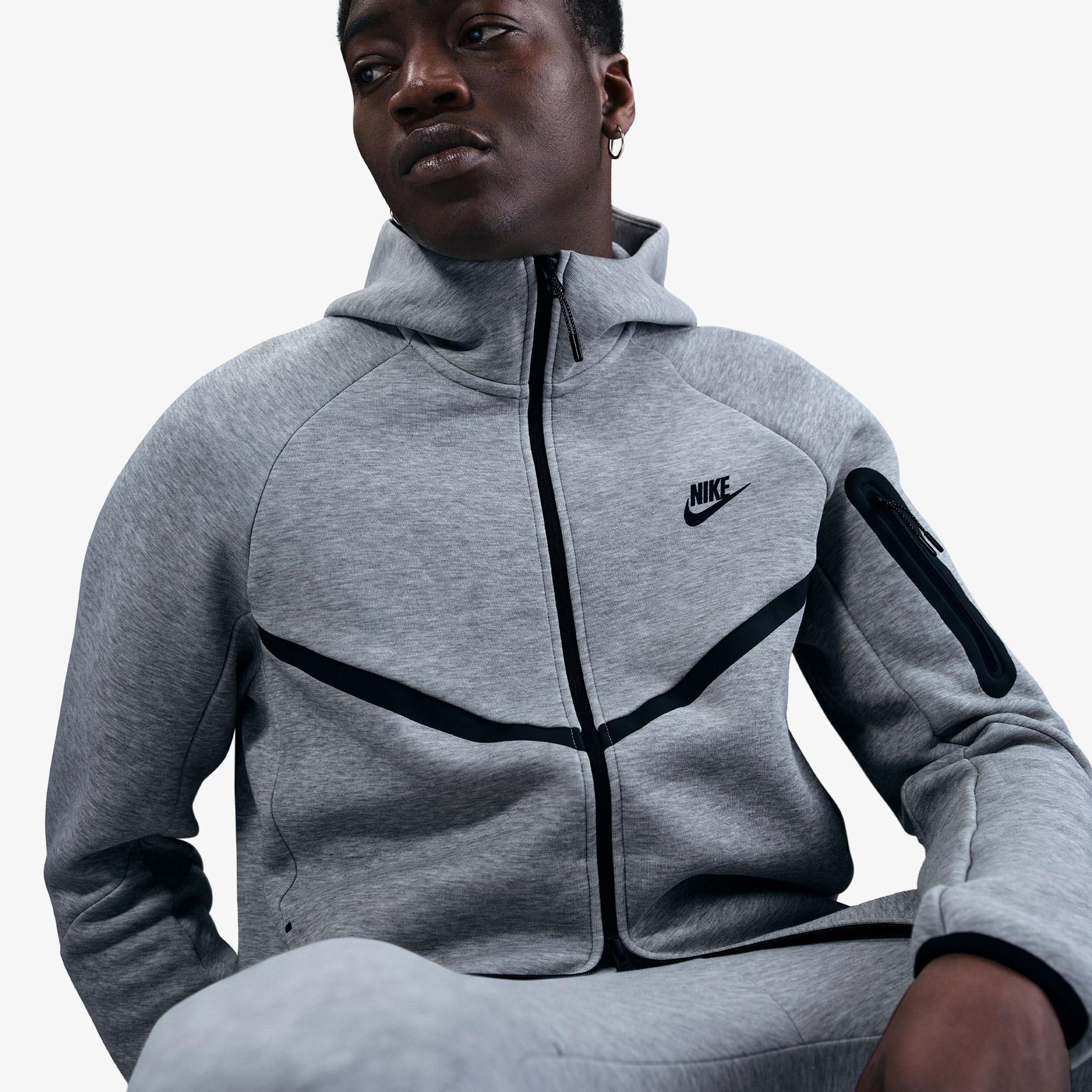 Nike Tech Fleece Erkek Gri Kapüşonlu Hoodie