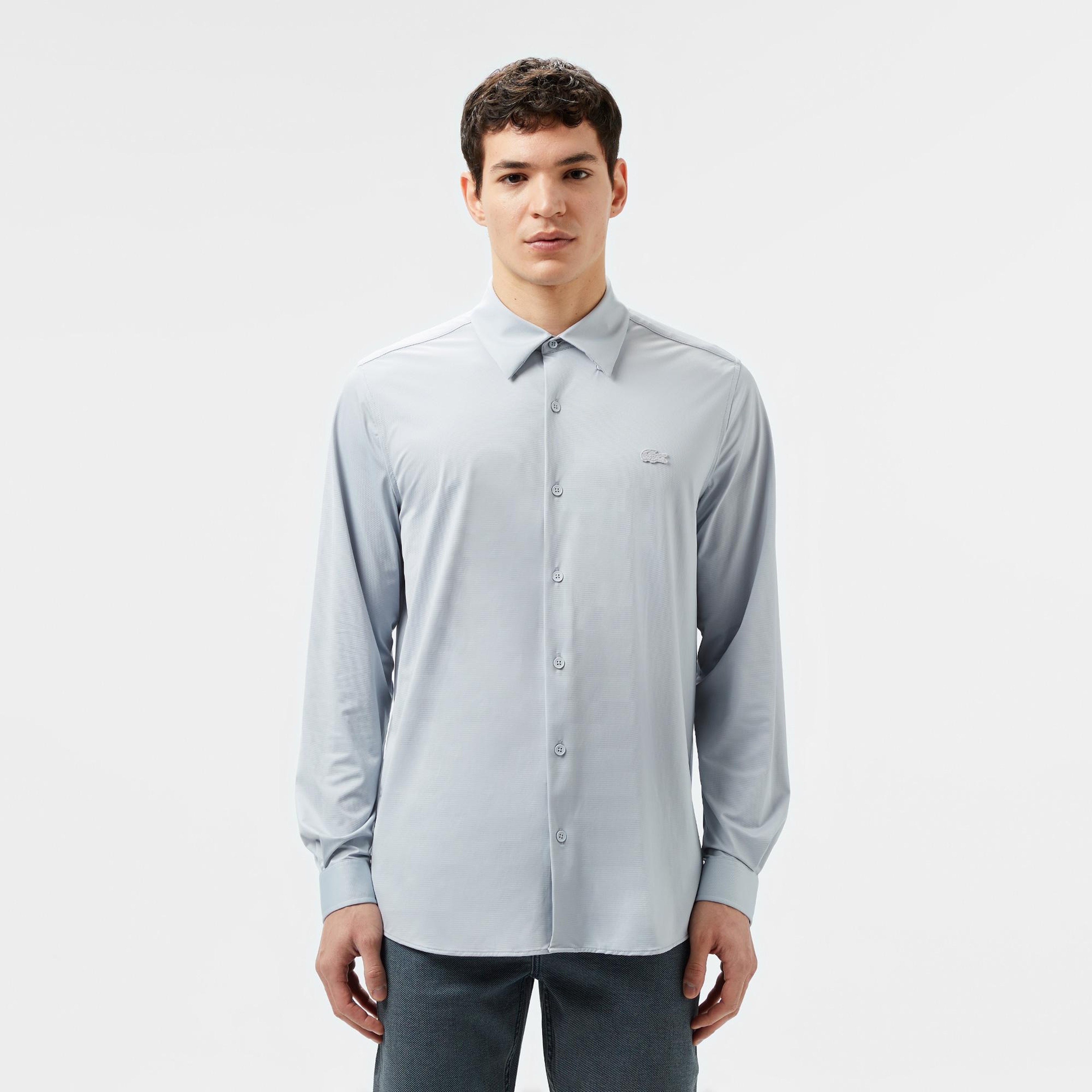 Lacoste Erkek Slim Fit Gri Gömlek