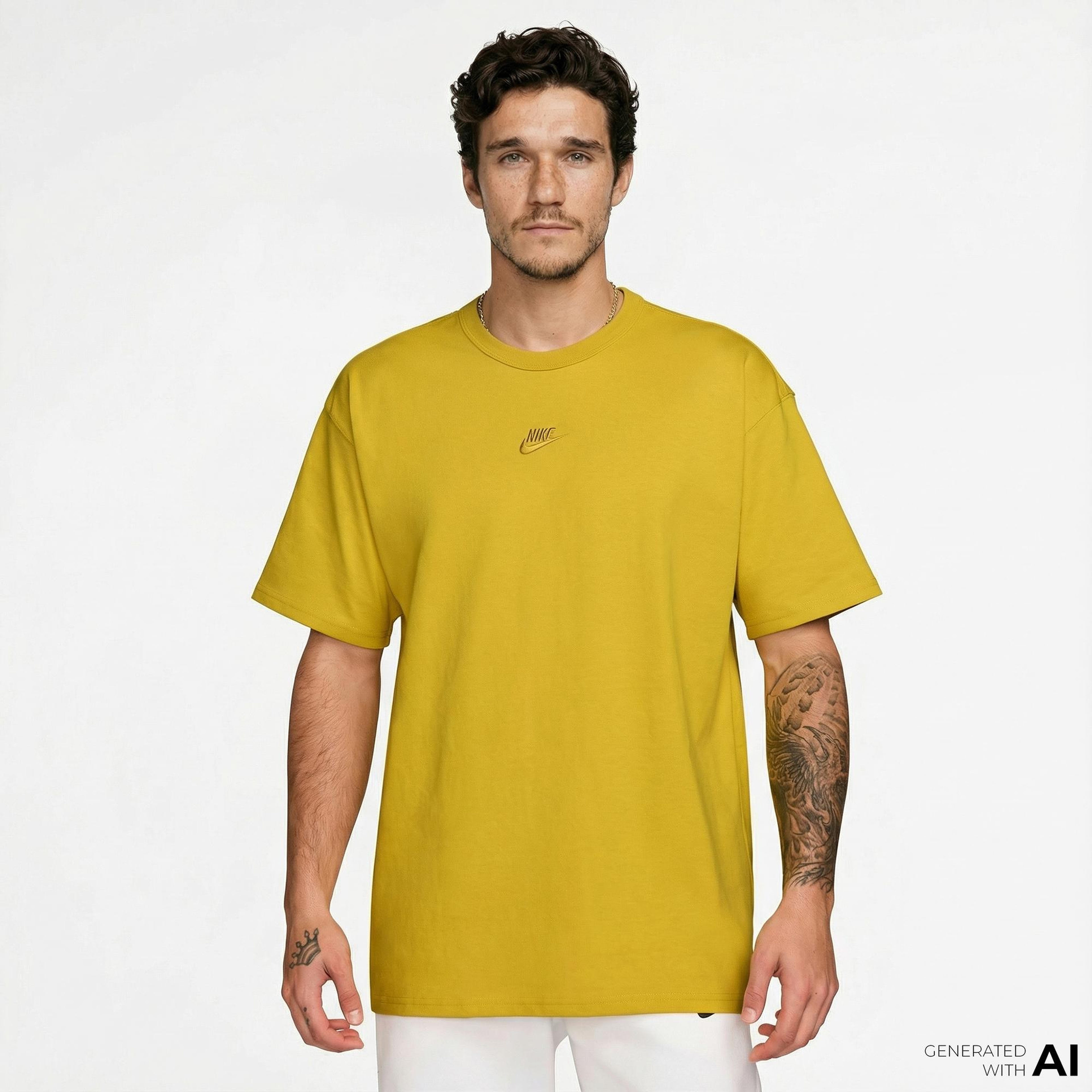 Nike Sportswear Premium Essentials Erkek Sarı T-Shirt