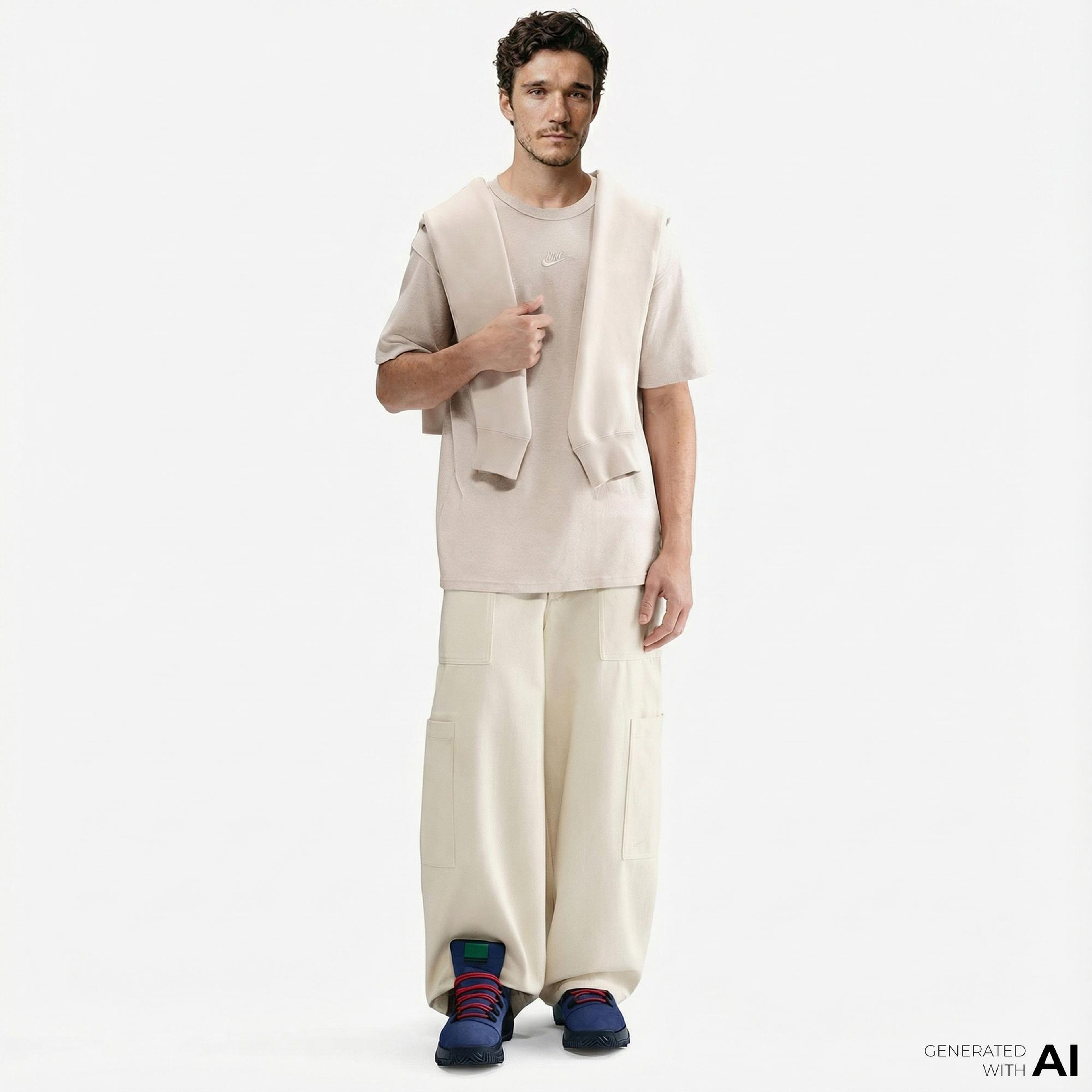 Nike Sportswear Premium Essentials Erkek Krem Rengi T-Shirt