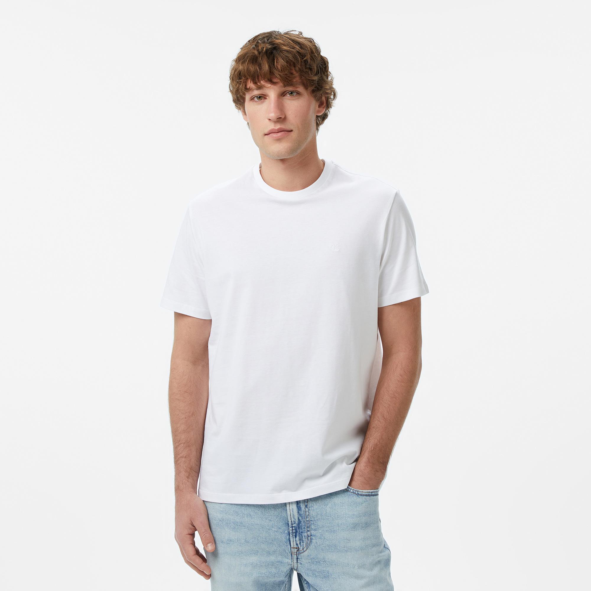 Calvin Klein Classic Monogram Erkek Beyaz T-Shirt