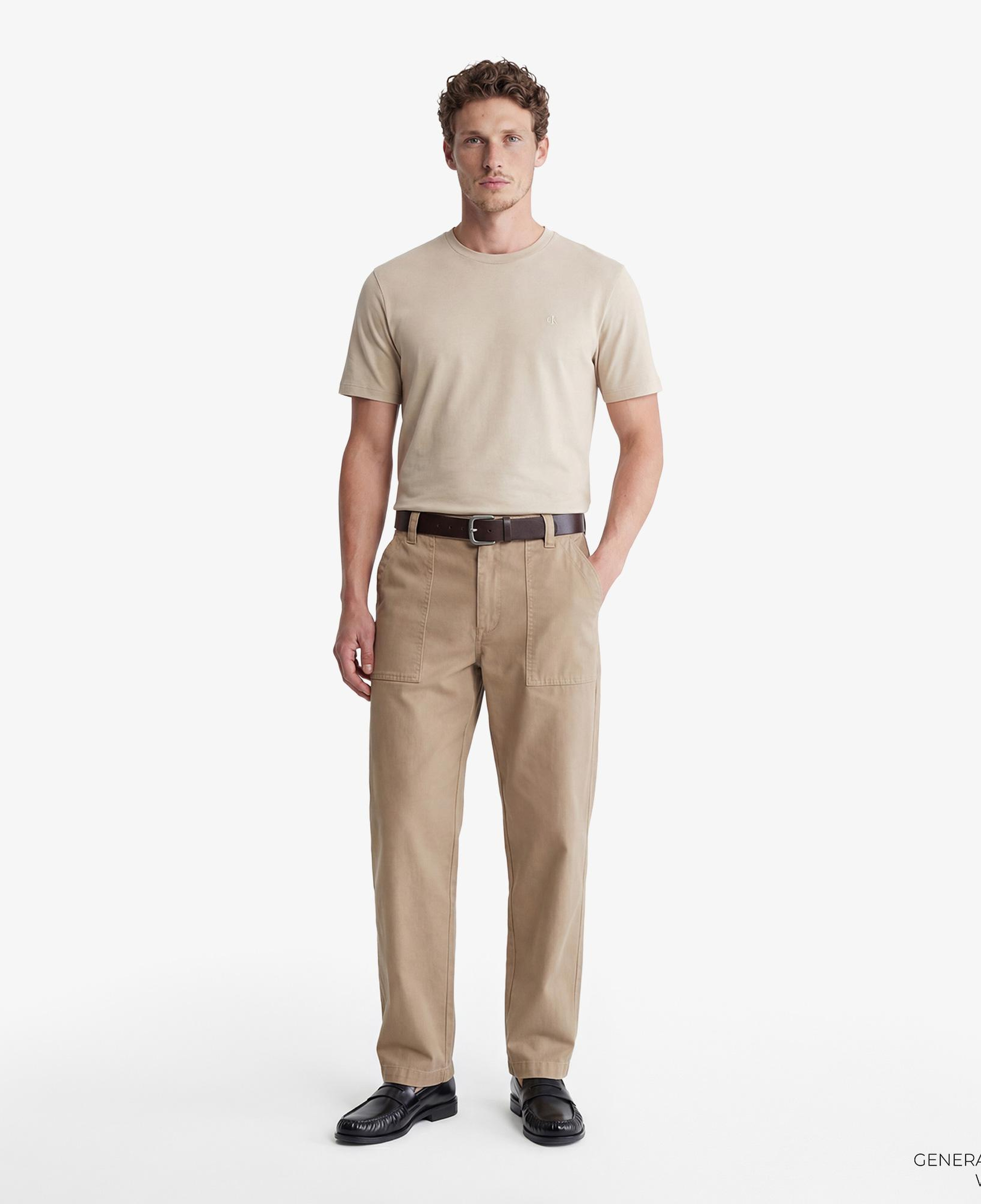 Calvin Klein Supima Chest Emblem Crewneck Erkek Kahverengi T-Shirt