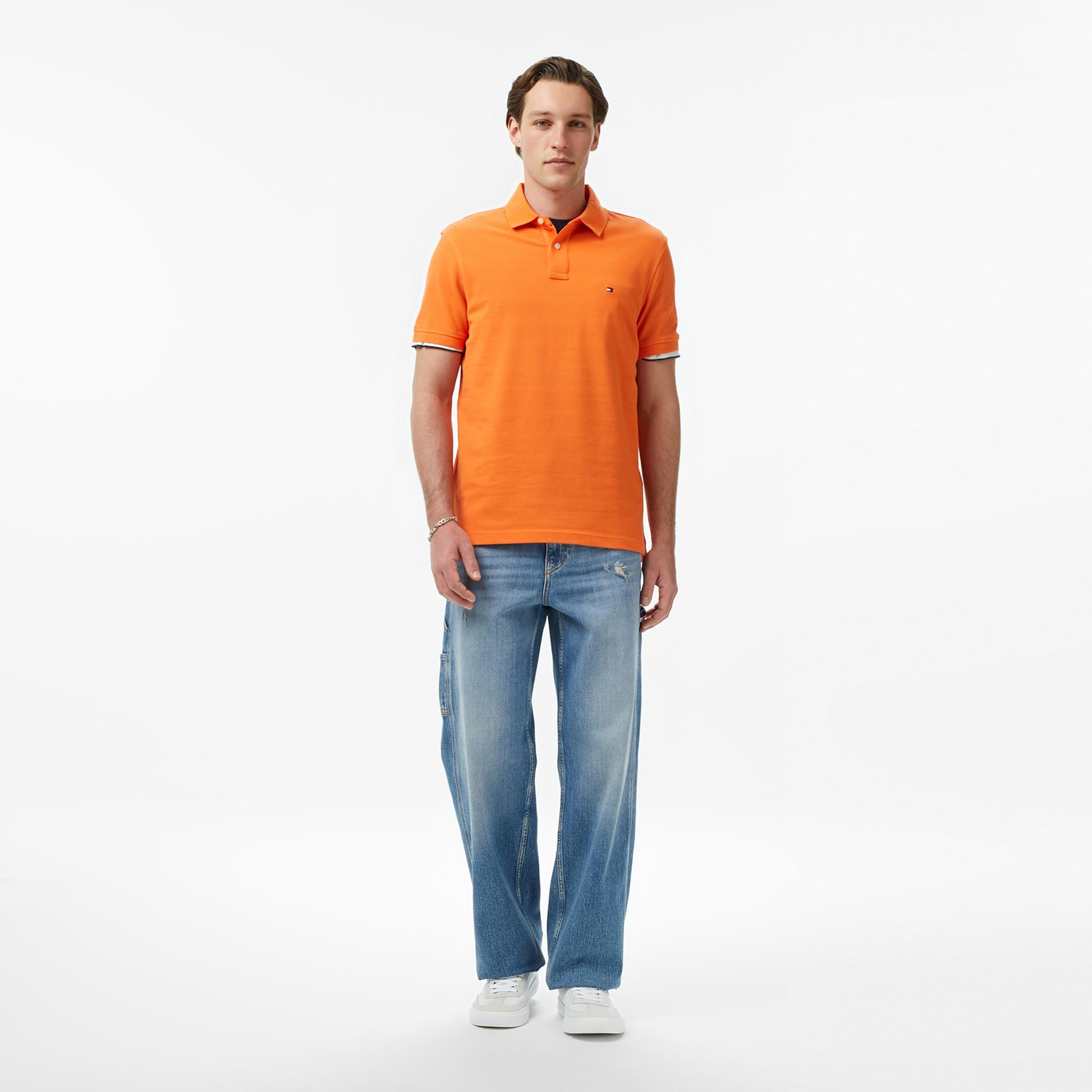 Tommy Hilfiger Nos Erkek Turuncu Polo Yaka T-Shirt