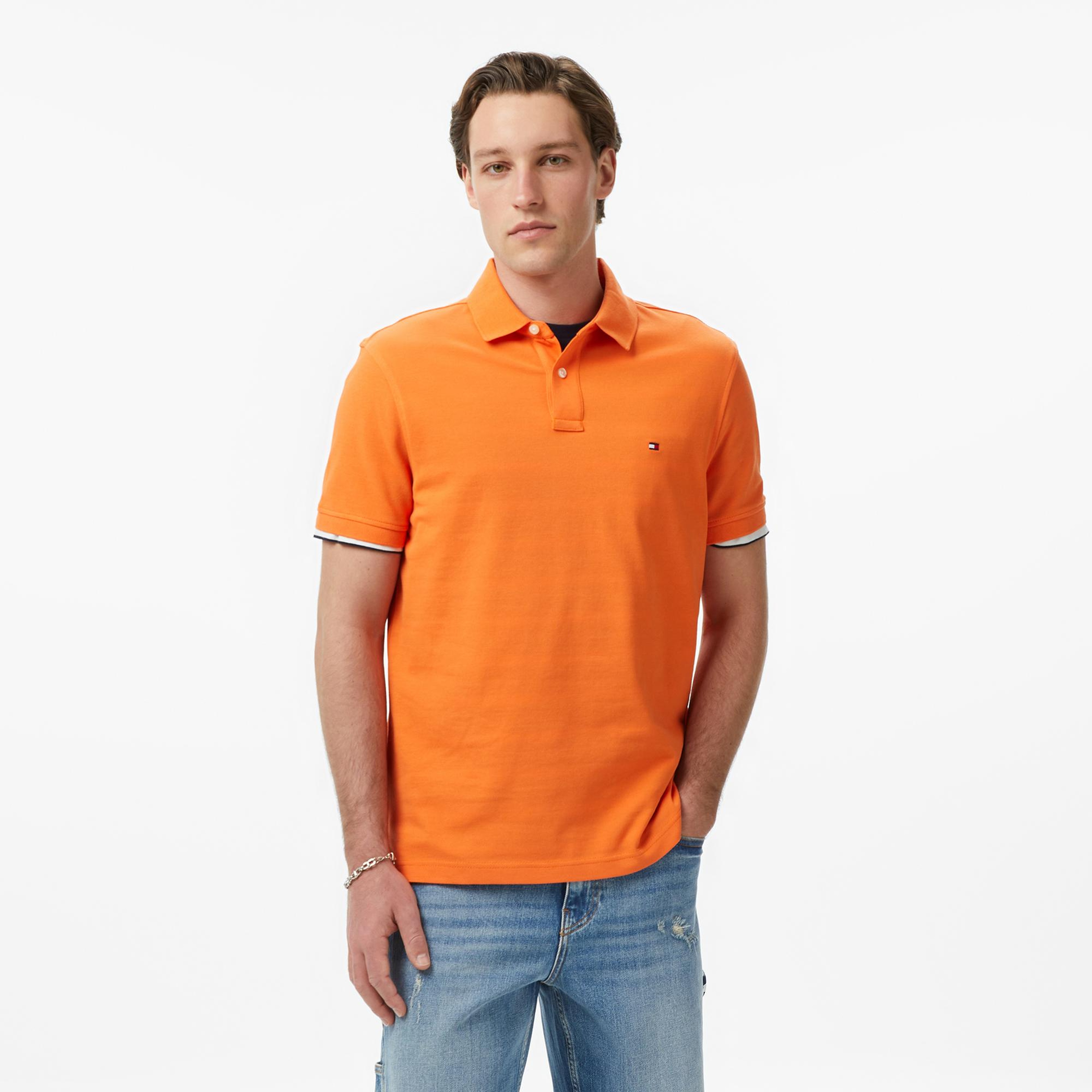 Tommy Hilfiger Nos Erkek Turuncu Polo Yaka T-Shirt