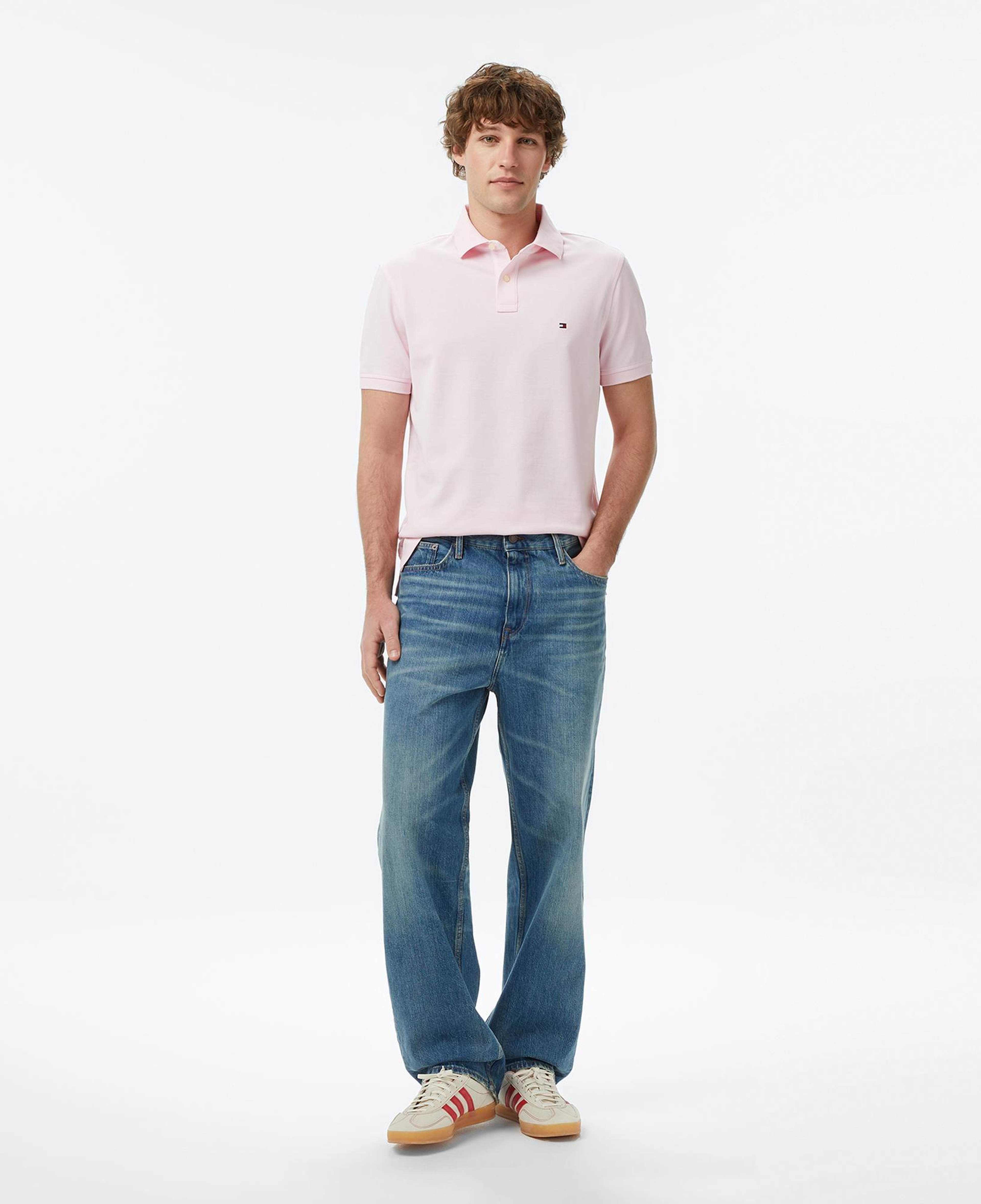 Tommy Hilfiger Nos Erkek Pembe Polo Yaka T-Shirt