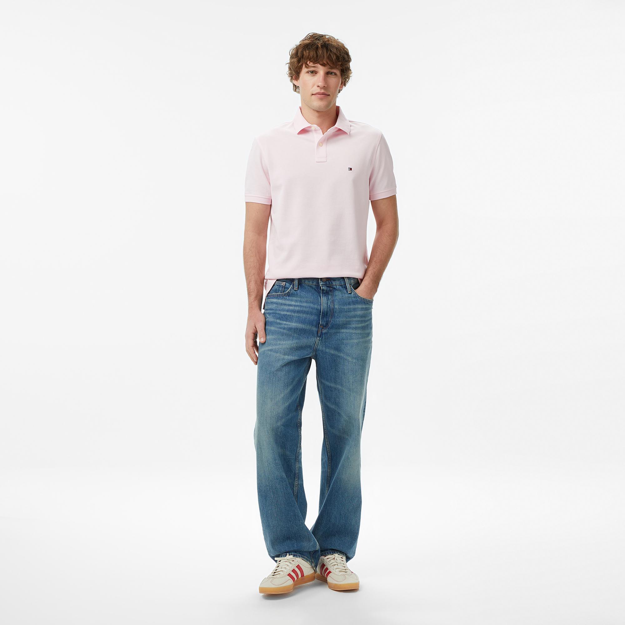 Tommy Hilfiger Nos Erkek Pembe Polo Yaka T-Shirt
