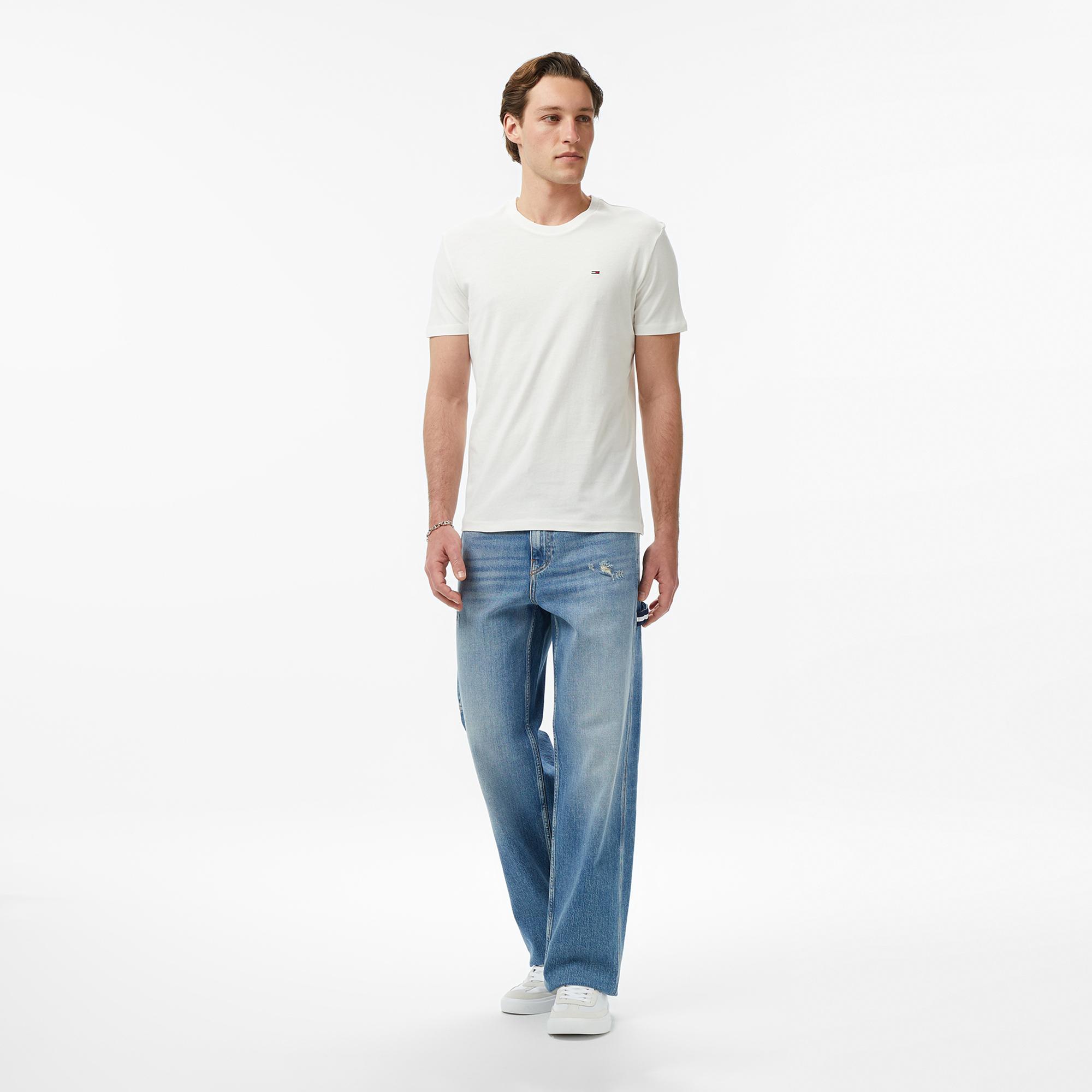 Tommy Hilfiger Classic Flag Erkek Beyaz T-Shirt