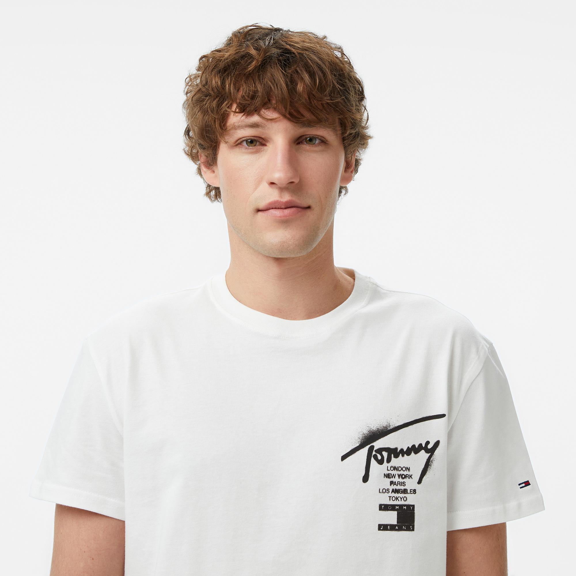 Tommy Hilfiger Signature Erkek Beyaz T-Shirt