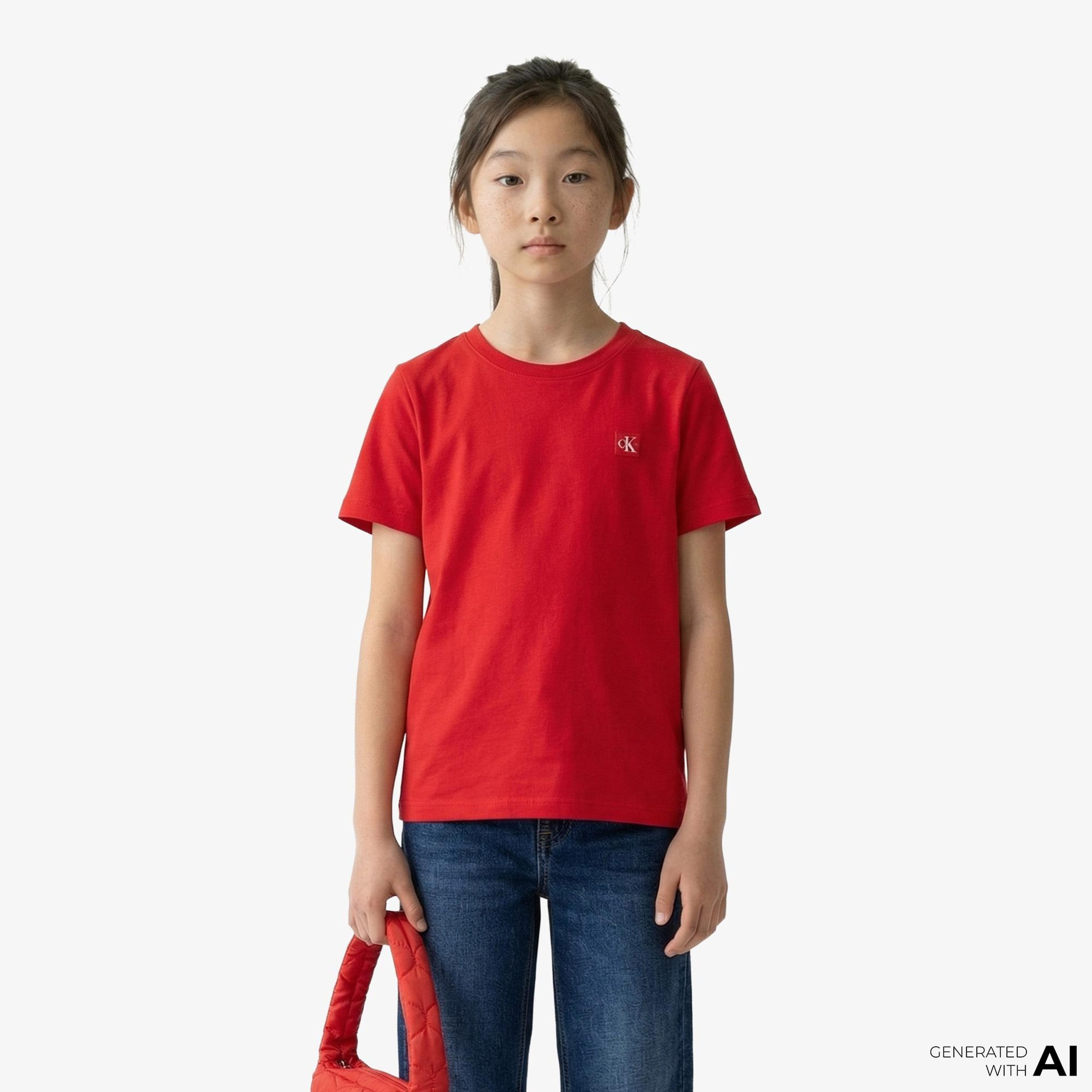 Calvin Klein Mono Mini Badge Reg  Çocuk Kırmızı T-Shirt