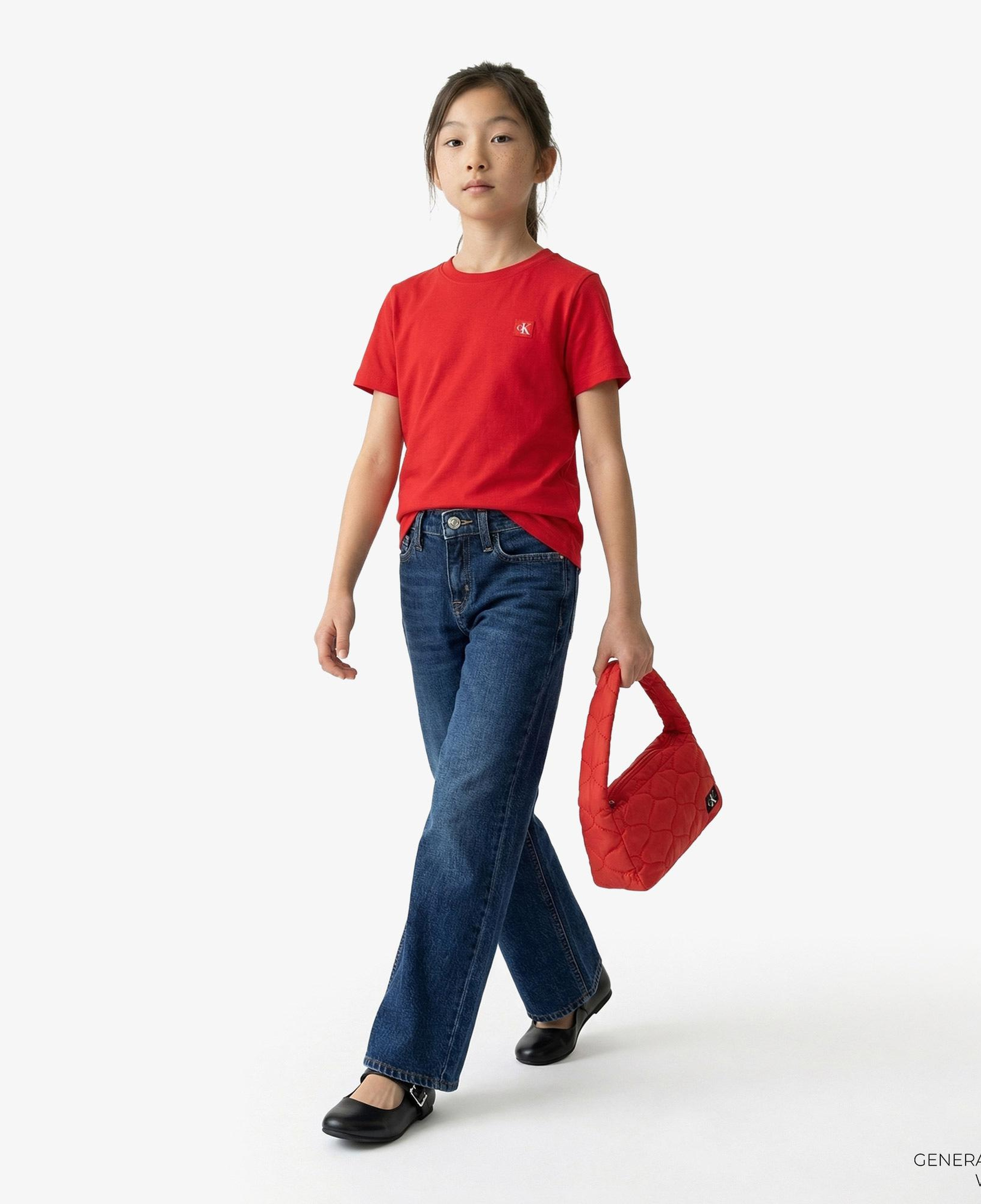 Calvin Klein Mono Mini Badge Reg  Çocuk Kırmızı T-Shirt