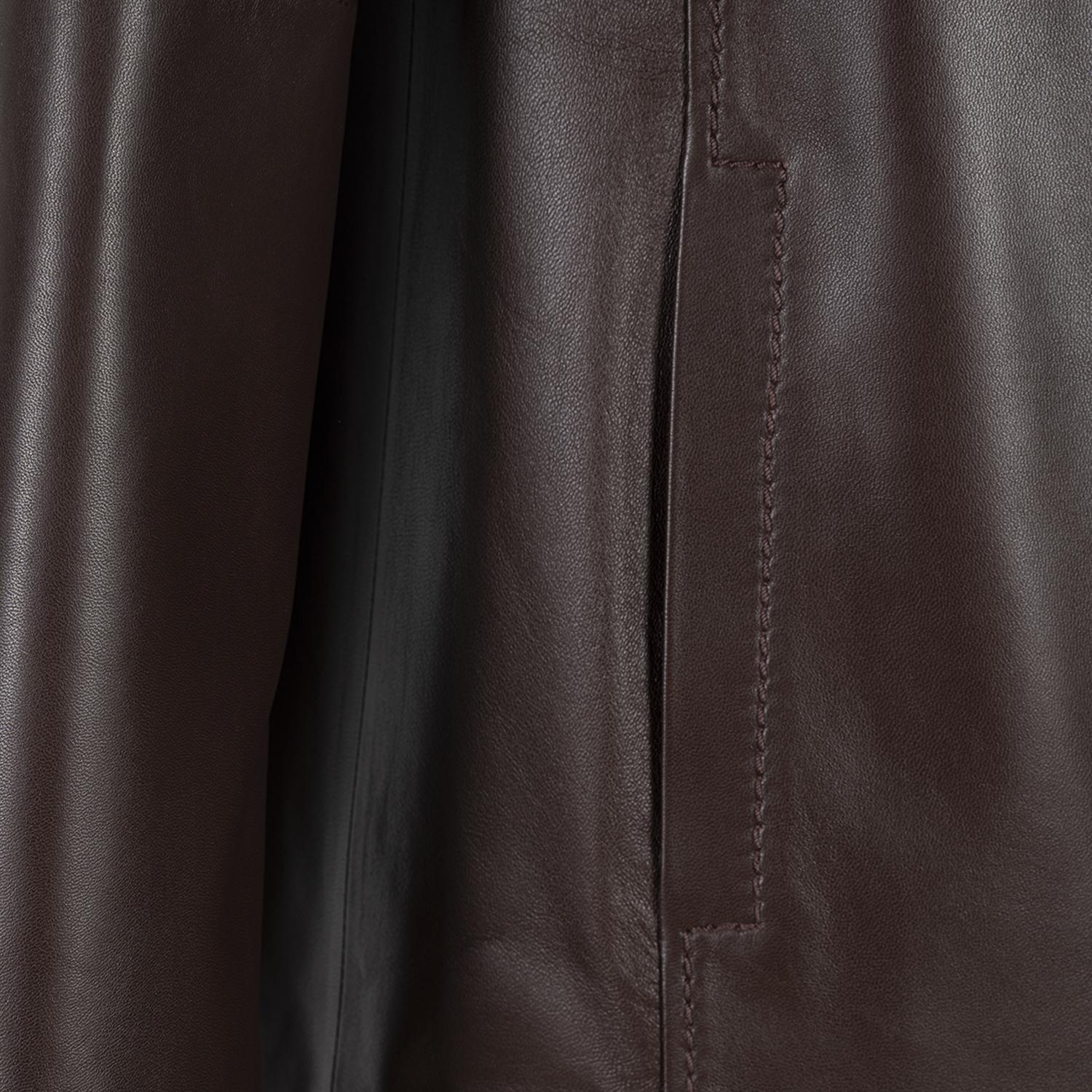 Kadın Kahve Gömlek Yakalı Deri Ceket