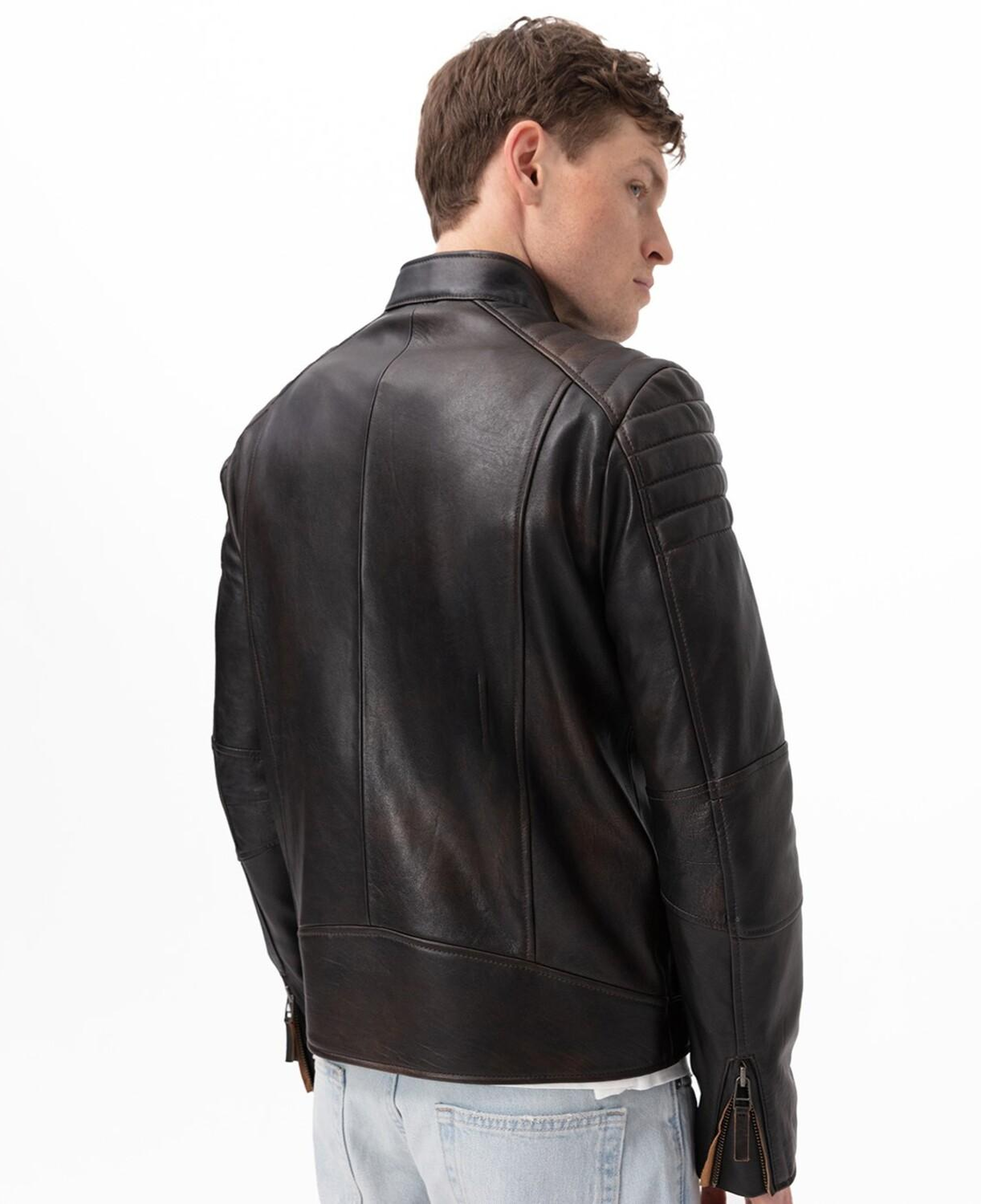 Nancy Vintage Erkek Siyah Deri Mont