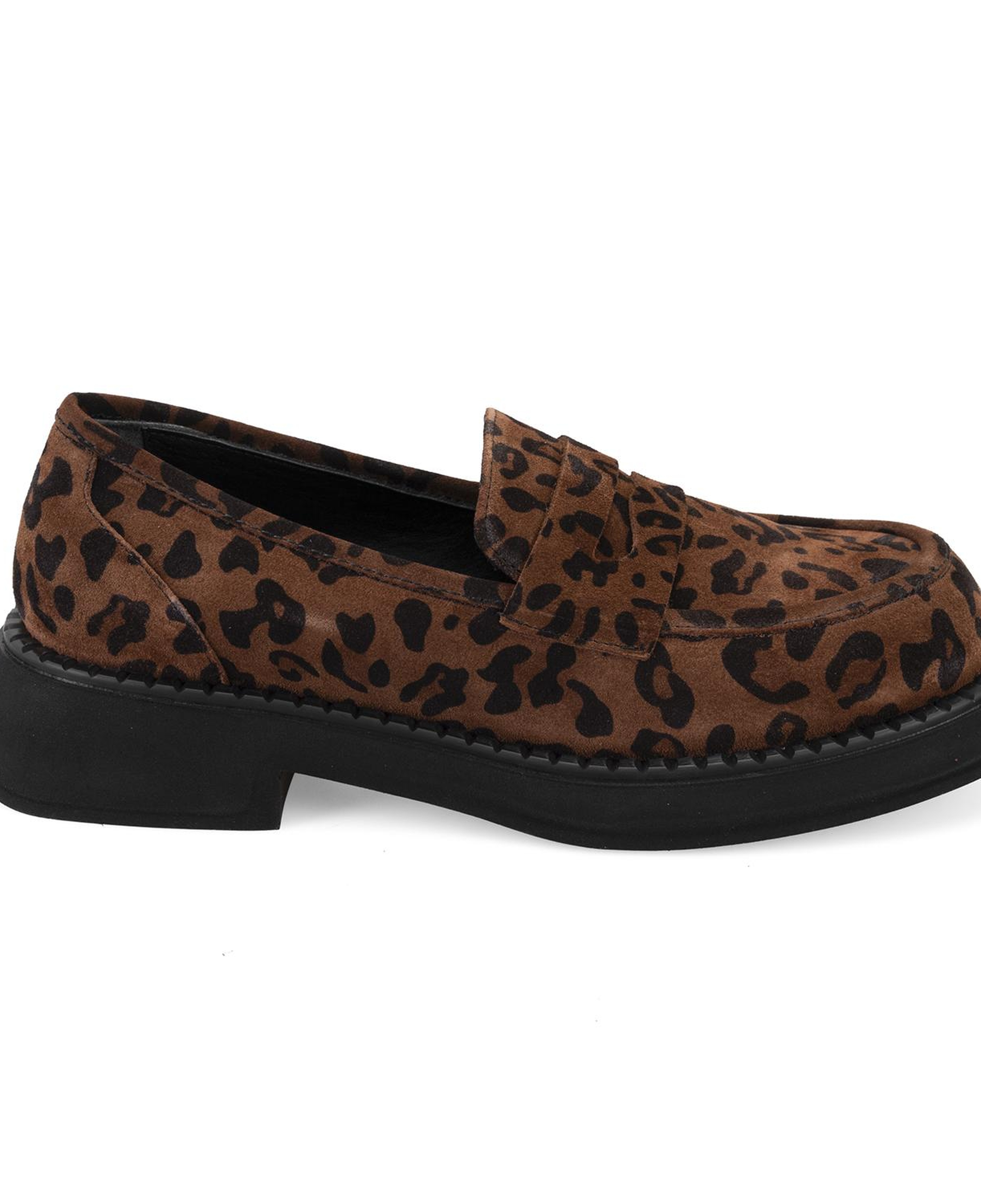 Kadın Leopar Günlük Loafer Süet Deri Ayakkabı