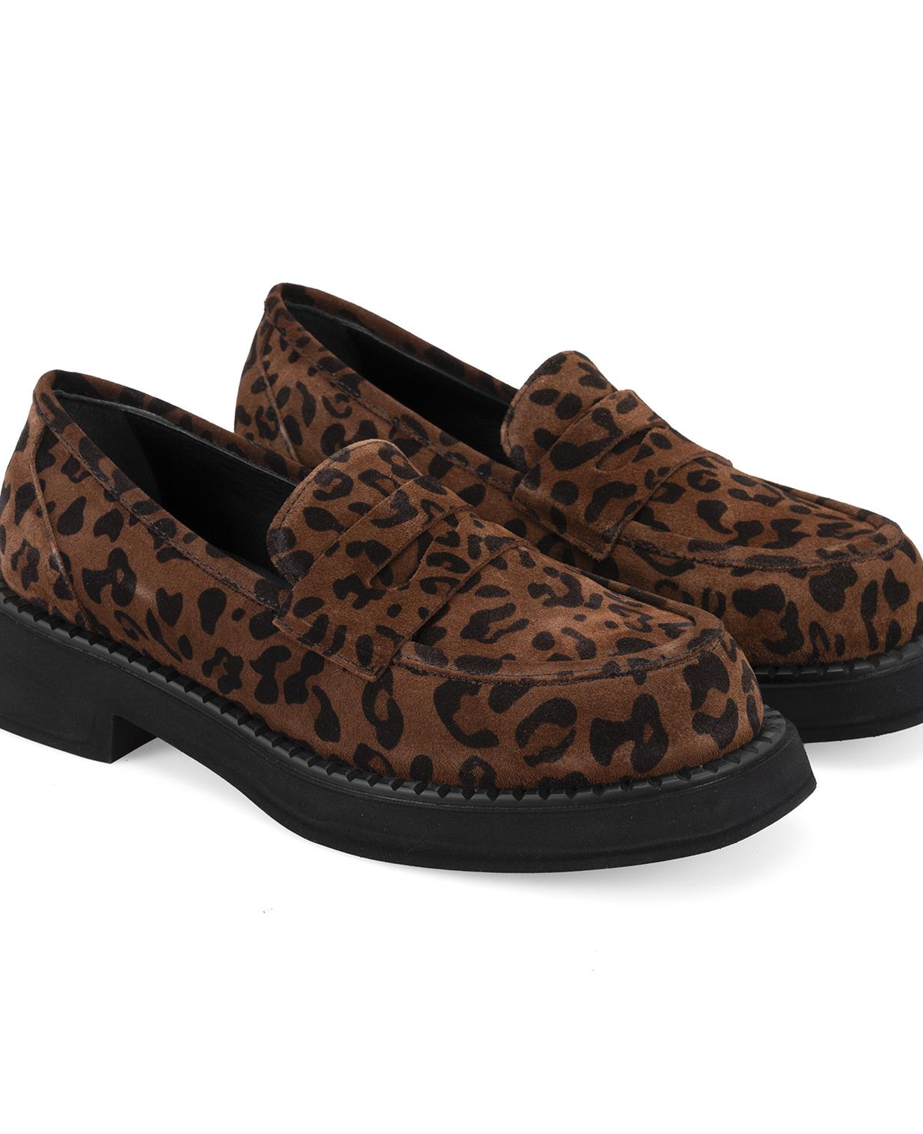 Kadın Leopar Günlük Loafer Süet Deri Ayakkabı