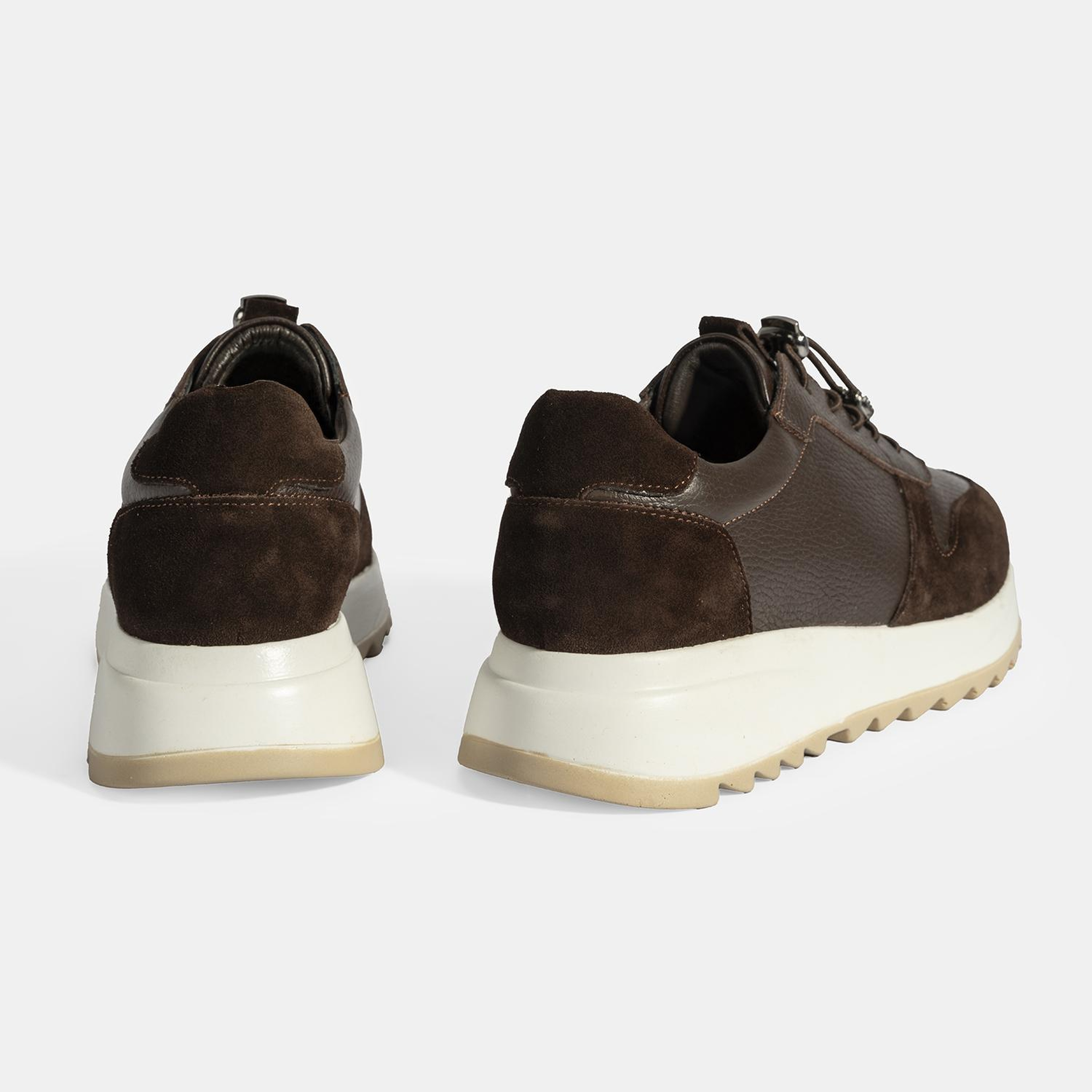 Kadın Kahve Bağcıklı Deri Spor Ayakkabı